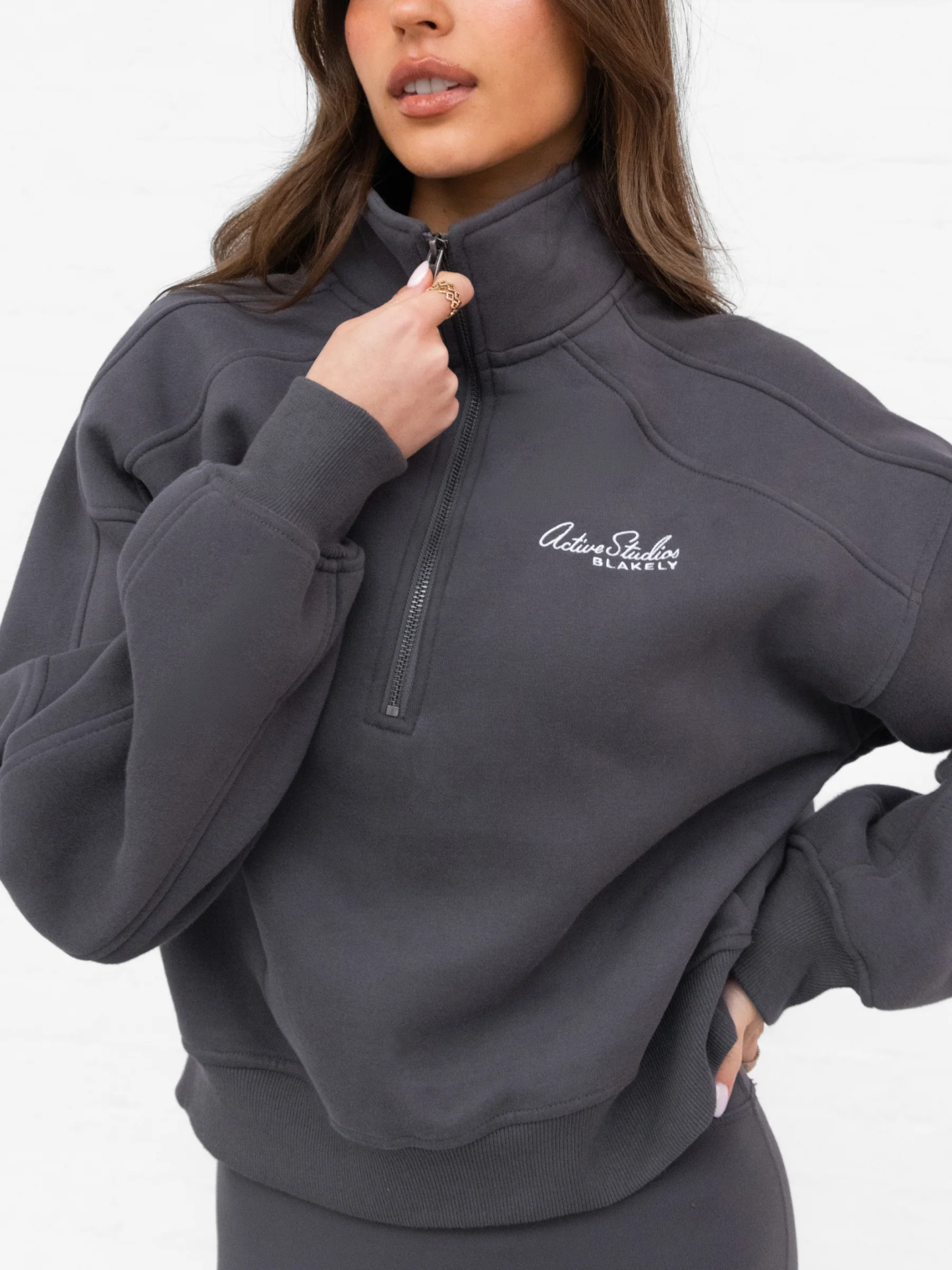 Addie 1/4 Zip Jumper - Charcoal - Image 5
