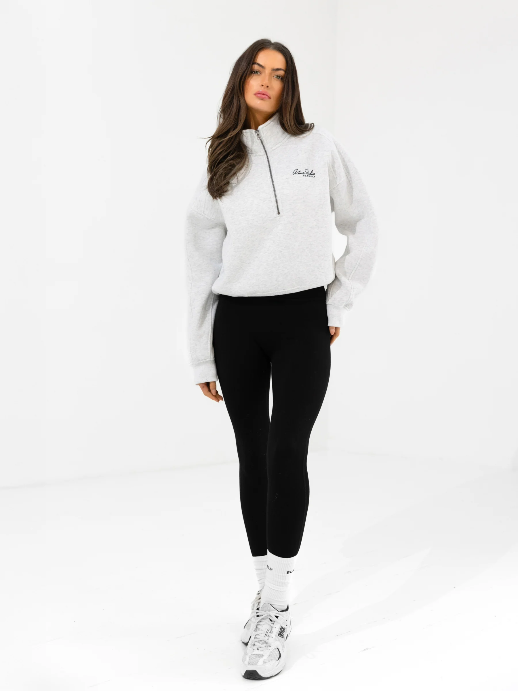 Addie 1/4 Zip Jumper - Marl White - Image 3