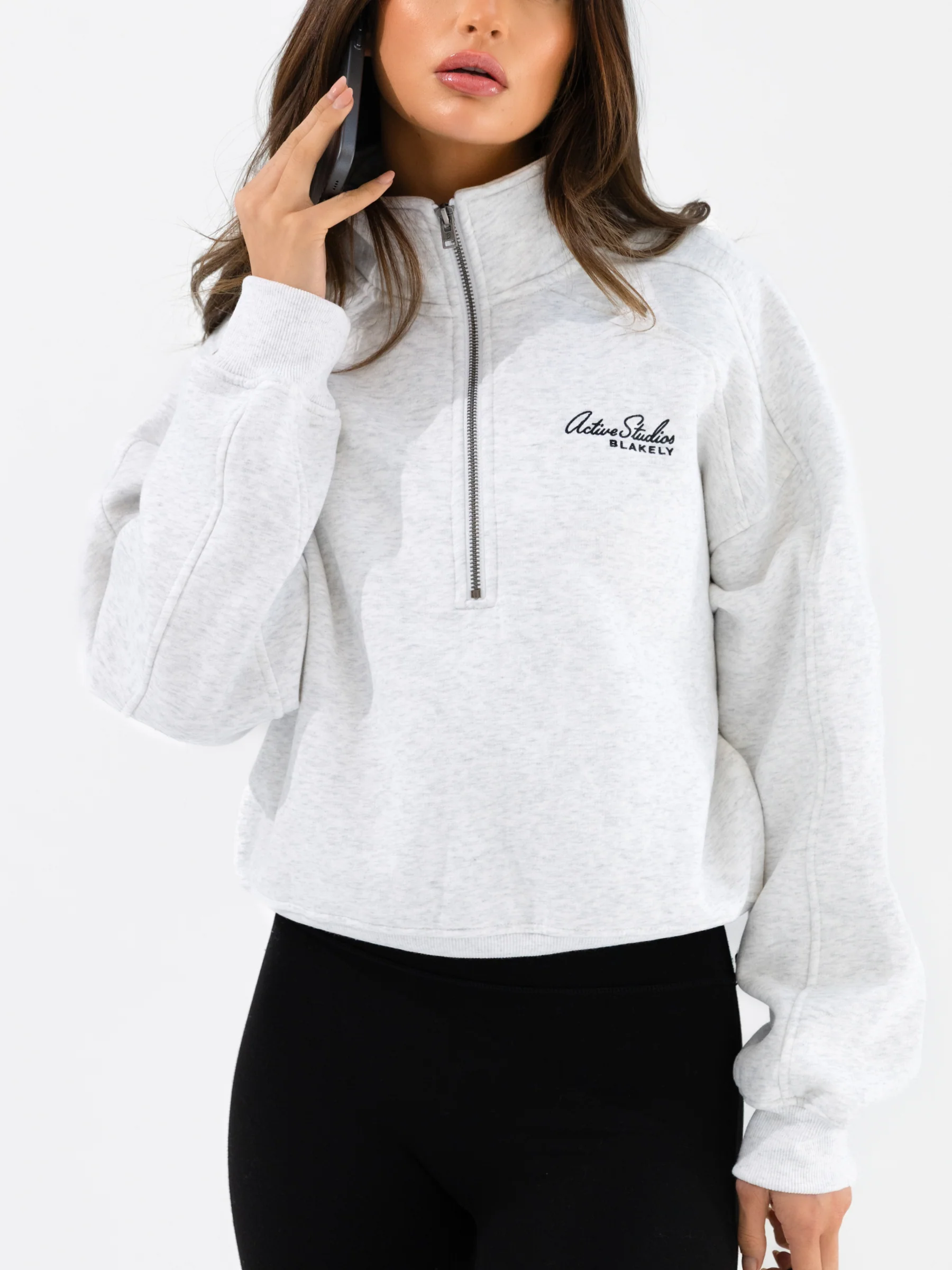 Addie 1/4 Zip Jumper - Marl White - Image 6