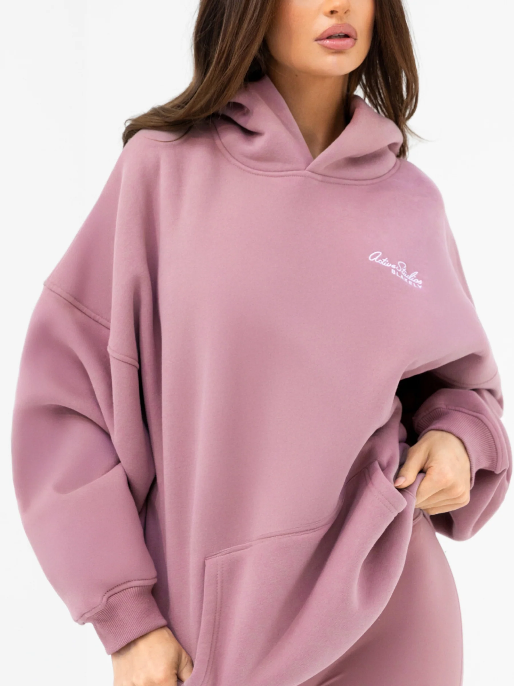 Addie Oversized Hoodie & Isabel Jogger Shorts Set - Dusty Pink - Image 4