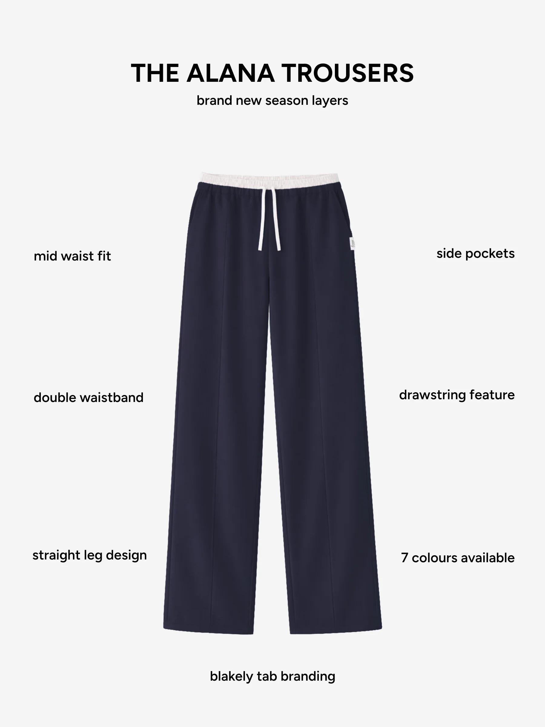 Alana Double Waist Trousers - Soft Navy - Image 5