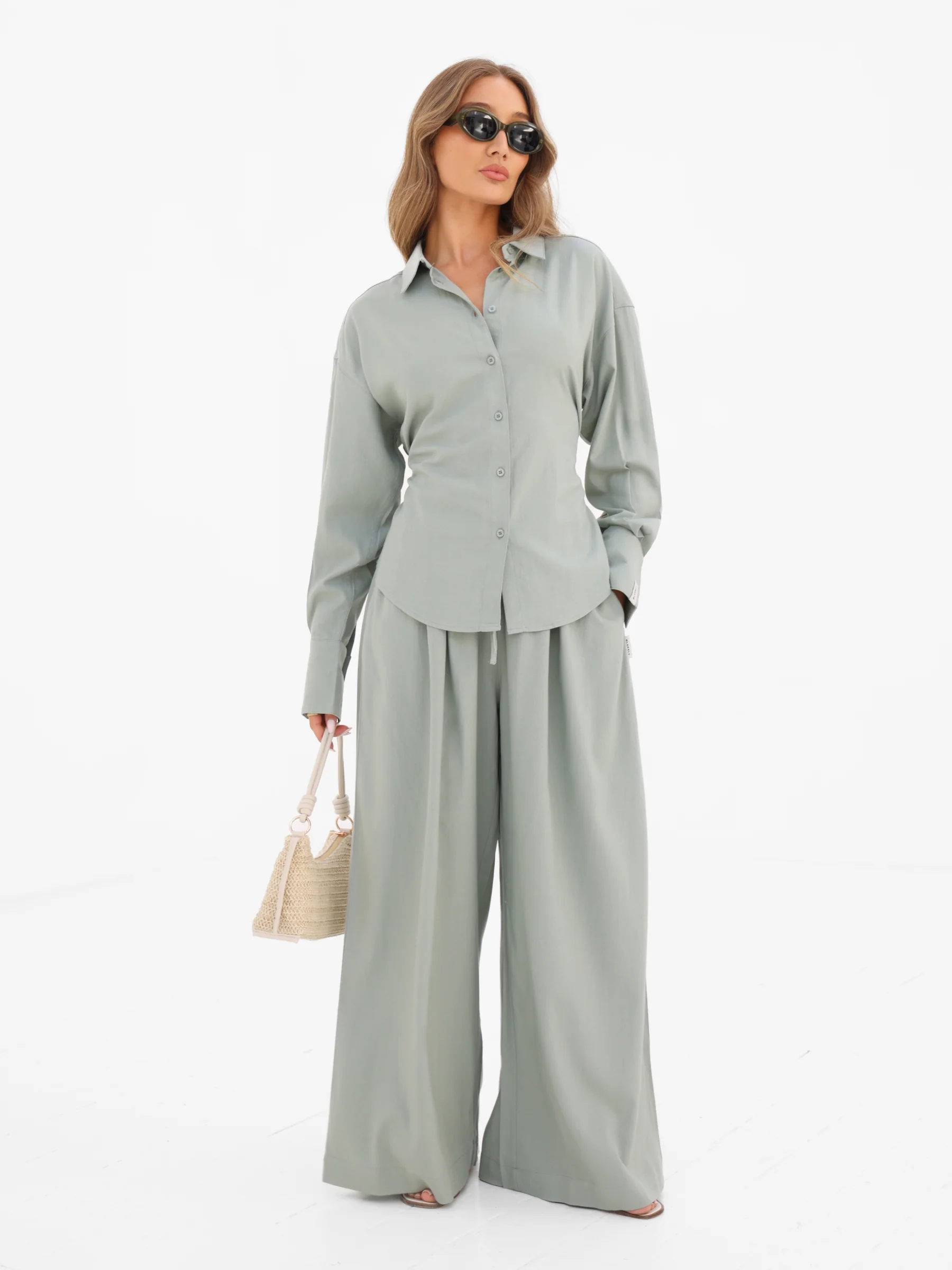 Alessia Linen Shirt - Soft Sage - Image 2