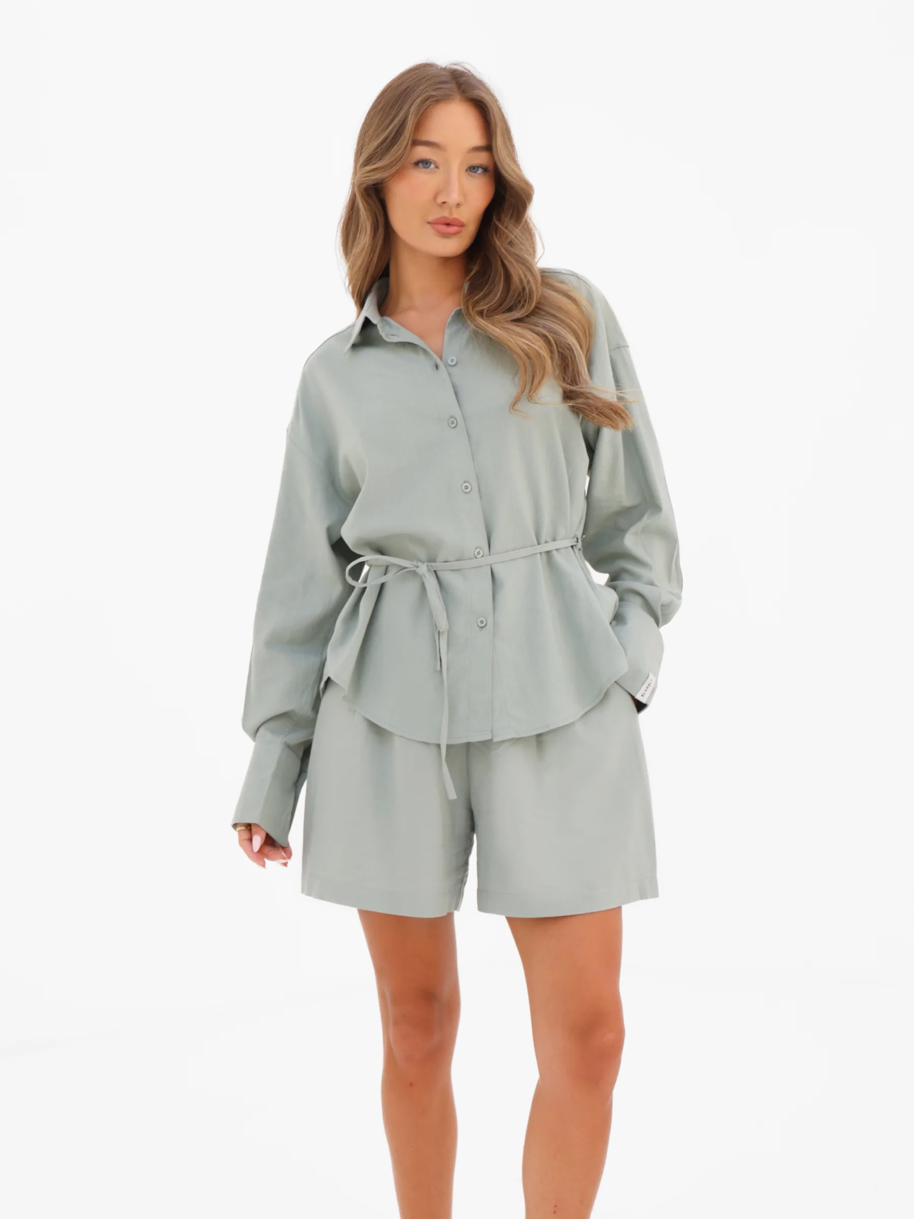 Alessia Linen Shirt - Soft Sage - Image 3
