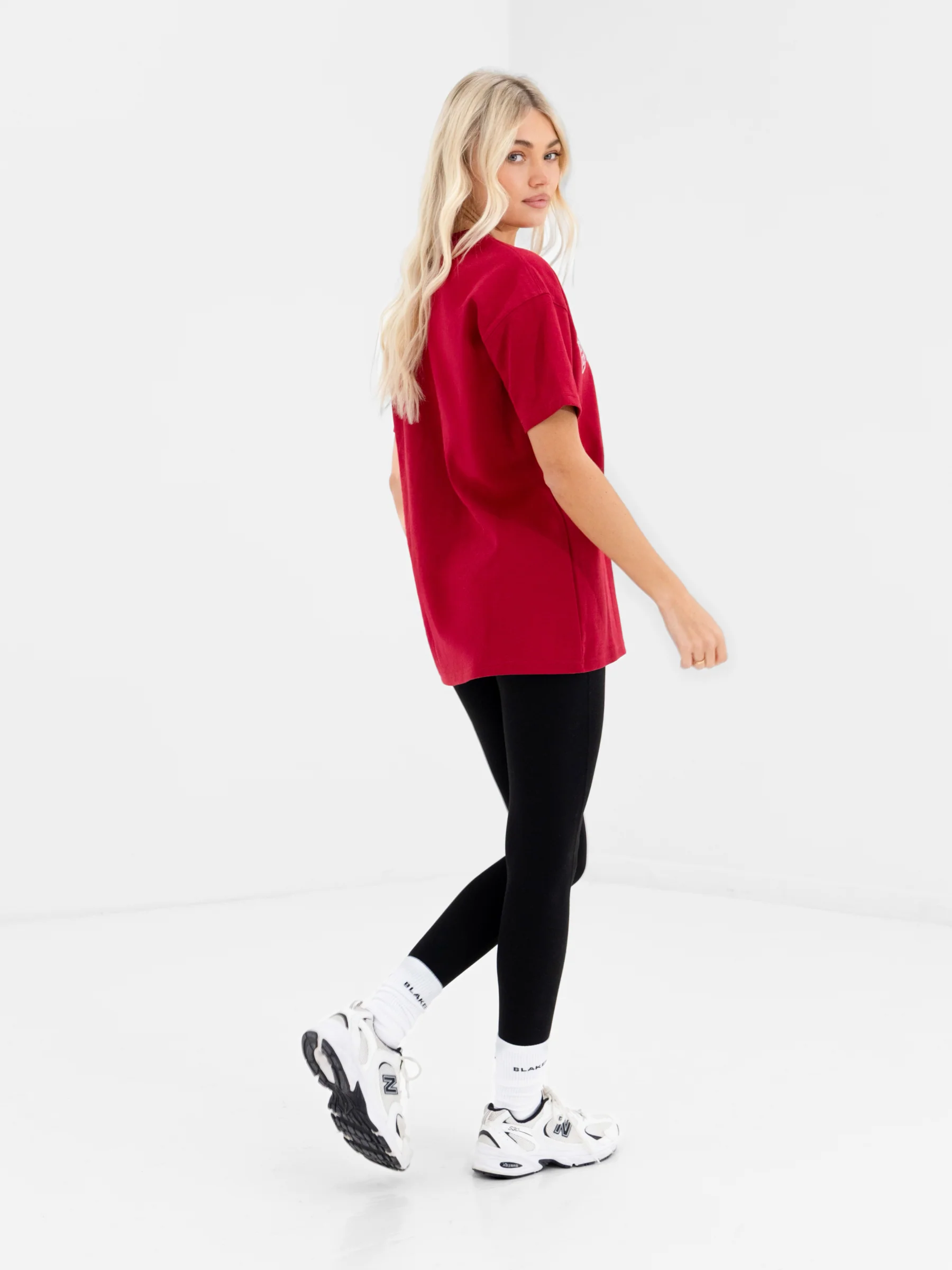 Alexis Chain Stitch Oversized T-Shirt - Cherry Red - Image 4