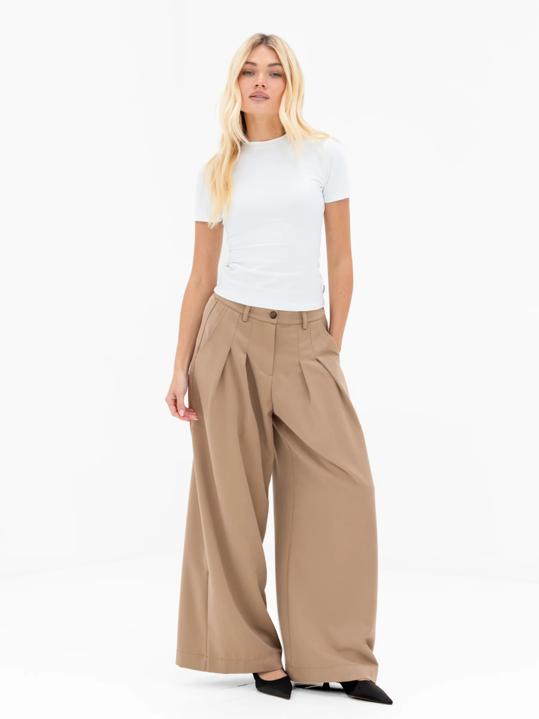 Ali Pleated Trousers - Tan - Image 3