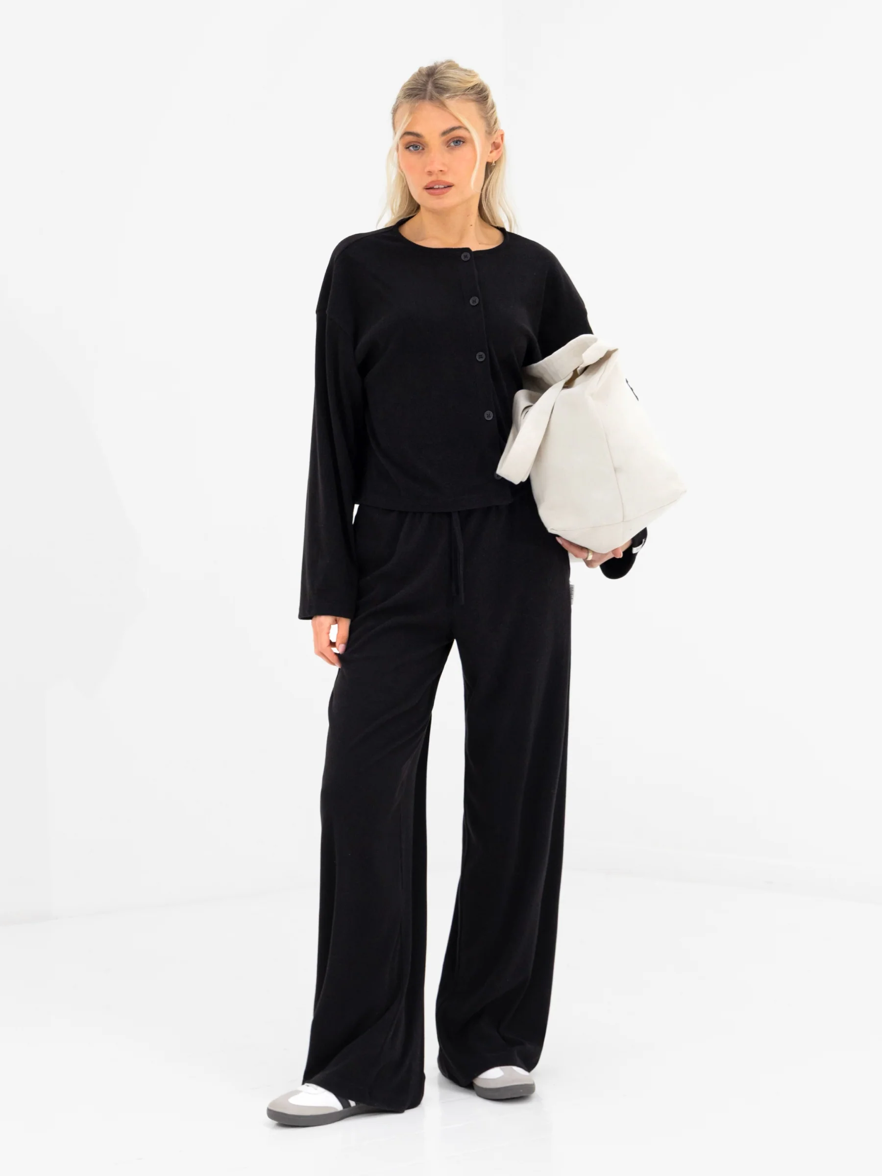 Alma Button Up Cardigan - Black - Image 3