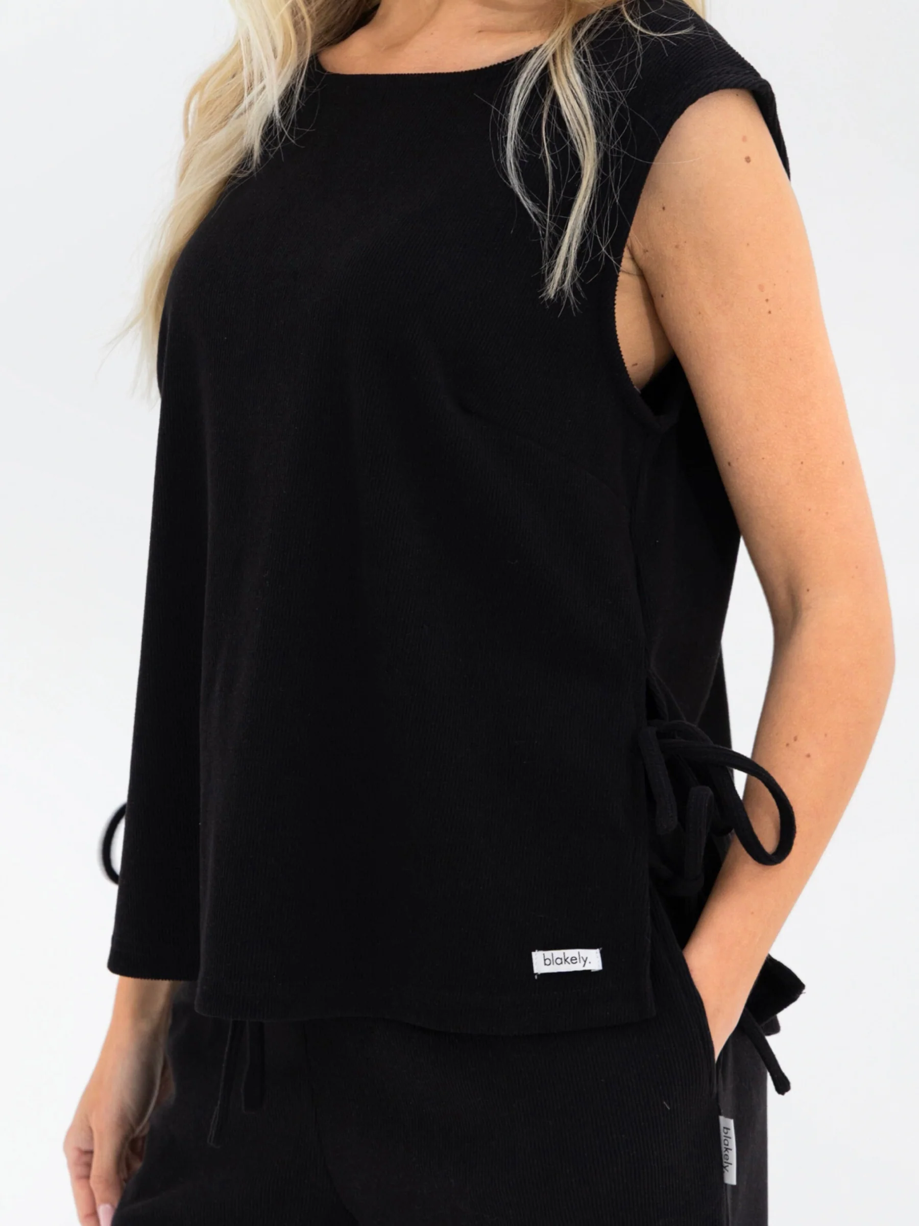 Alma Tie Up Vest - Black - Image 5