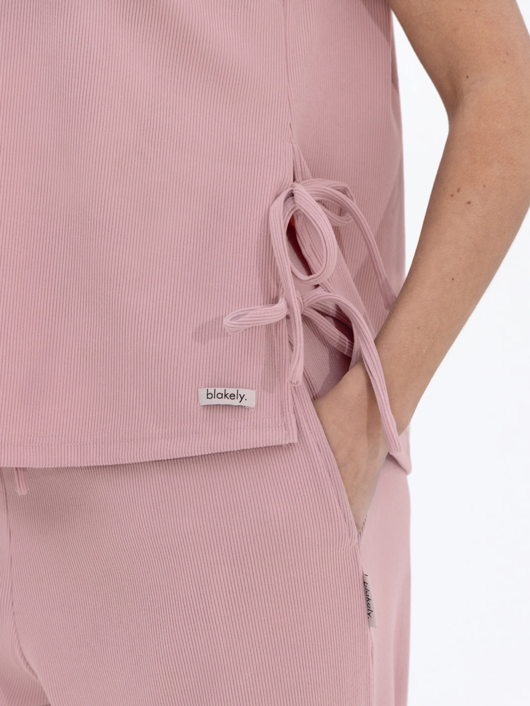 Alma Tie Up Vest - Dusky Pink - Image 5