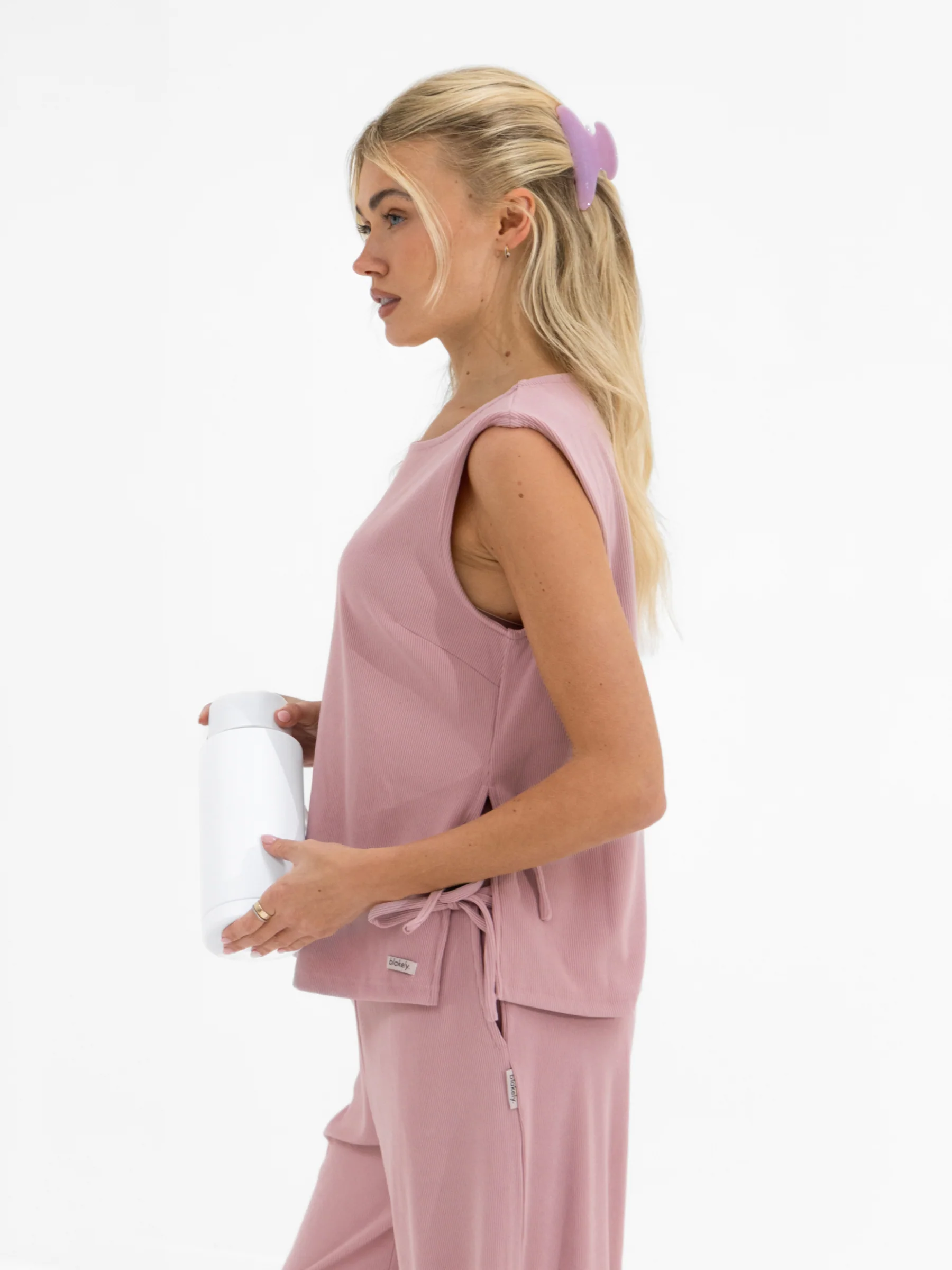 Alma Tie Up Vest - Dusky Pink - Image 6