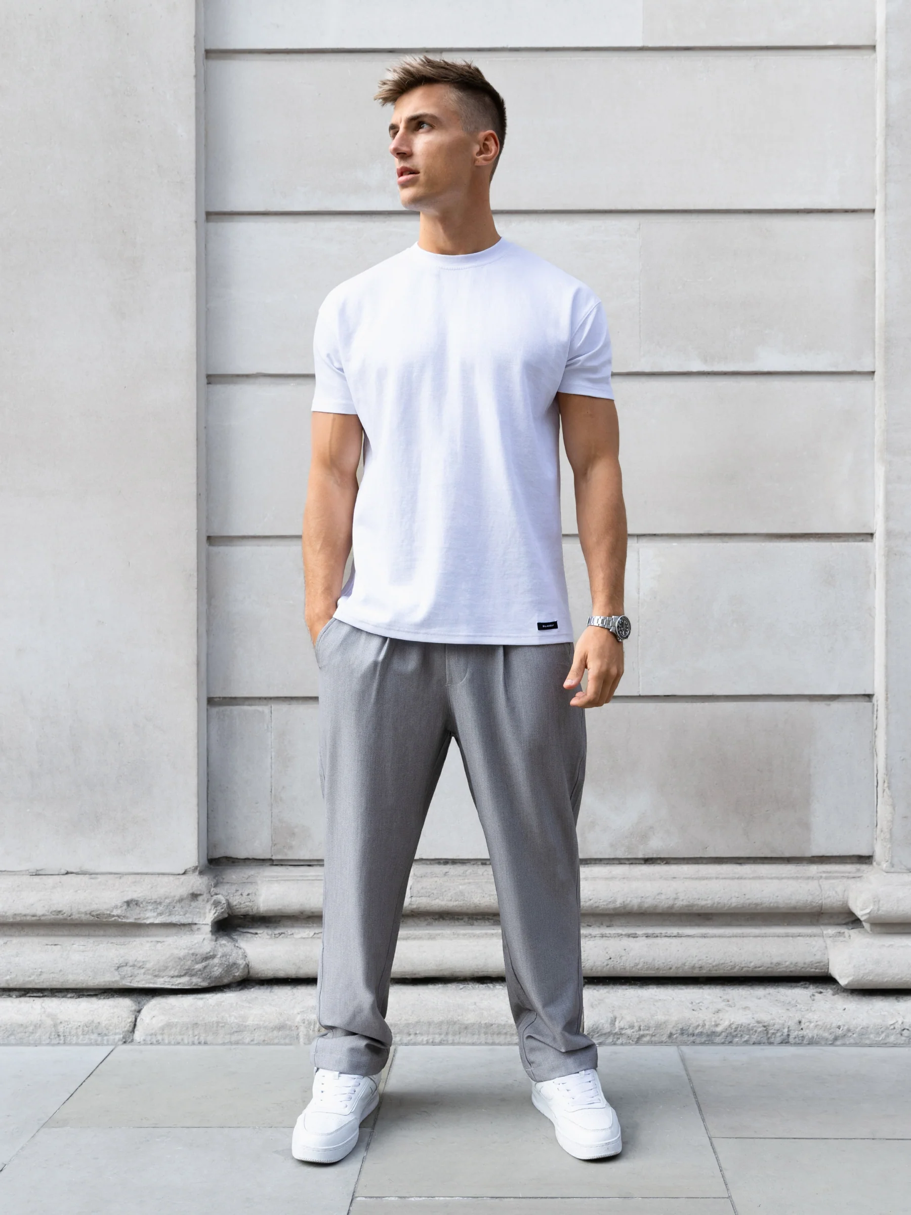 Anston Stretch Chinos - Light Grey - Image 3