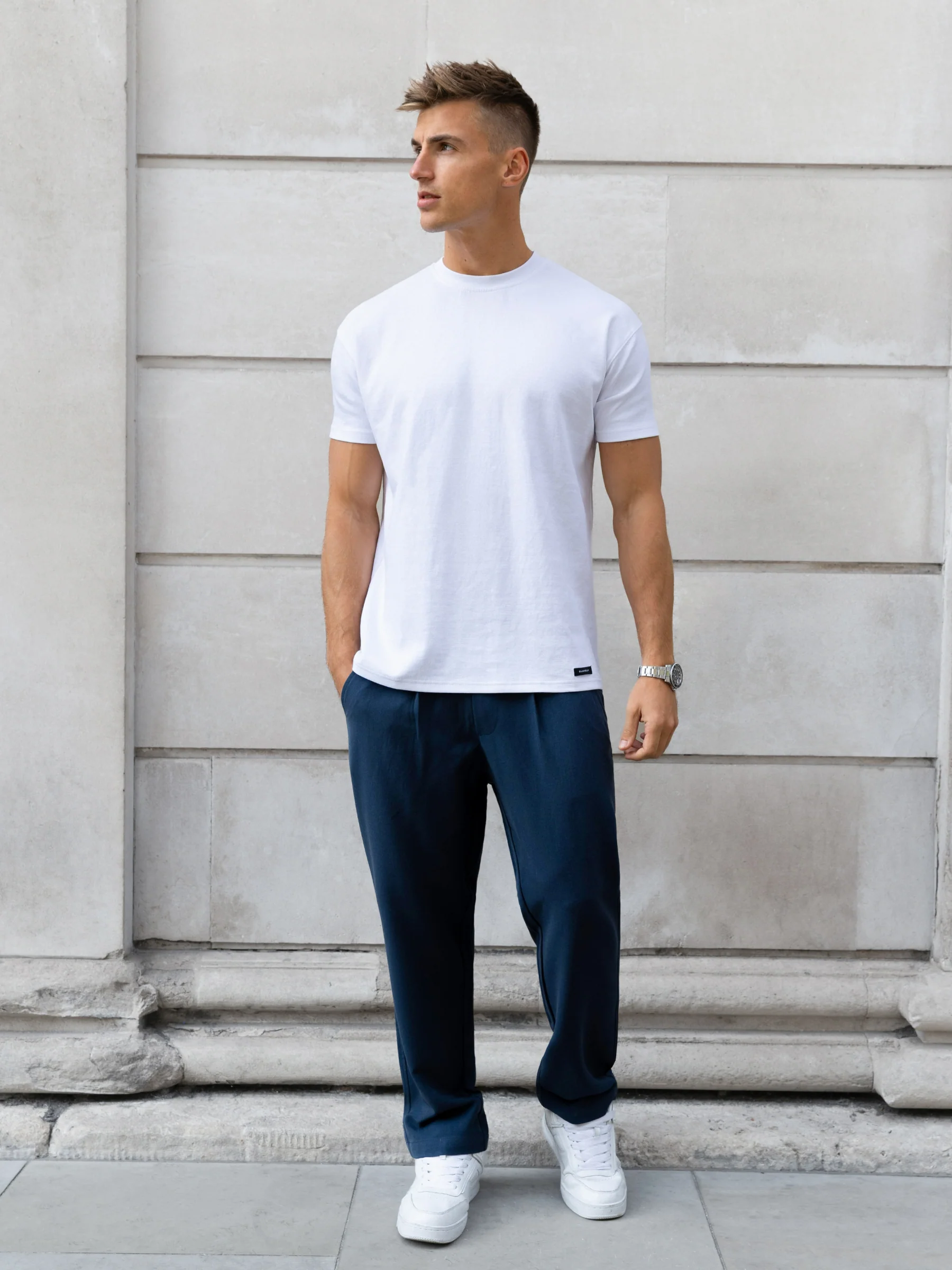 Anston Stretch Chinos - Navy - Image 3