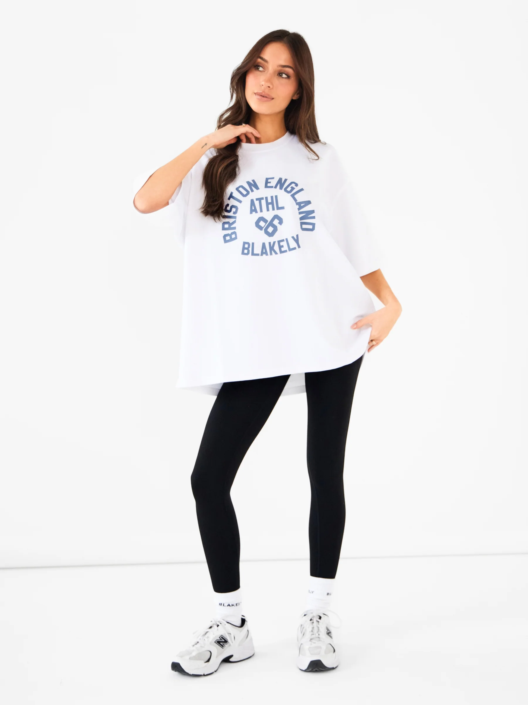Briston Ultra Oversized T-Shirt - White & Steel Blue - Image 3