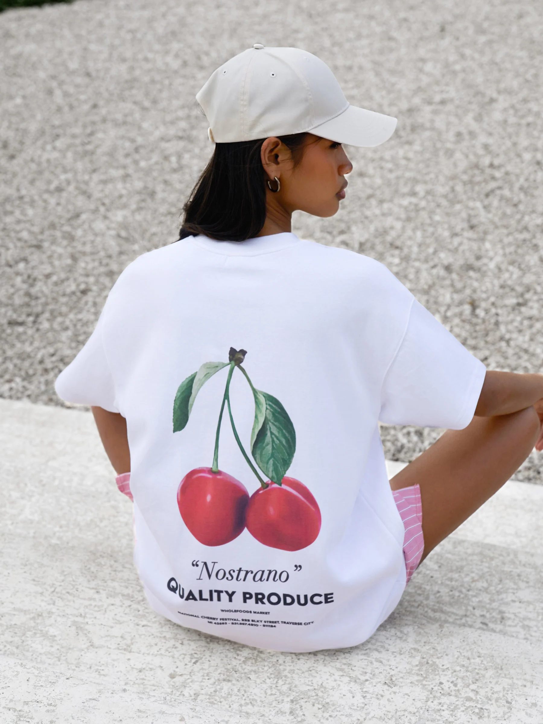 Callie Cherry Oversized T-Shirt - White - Image 7