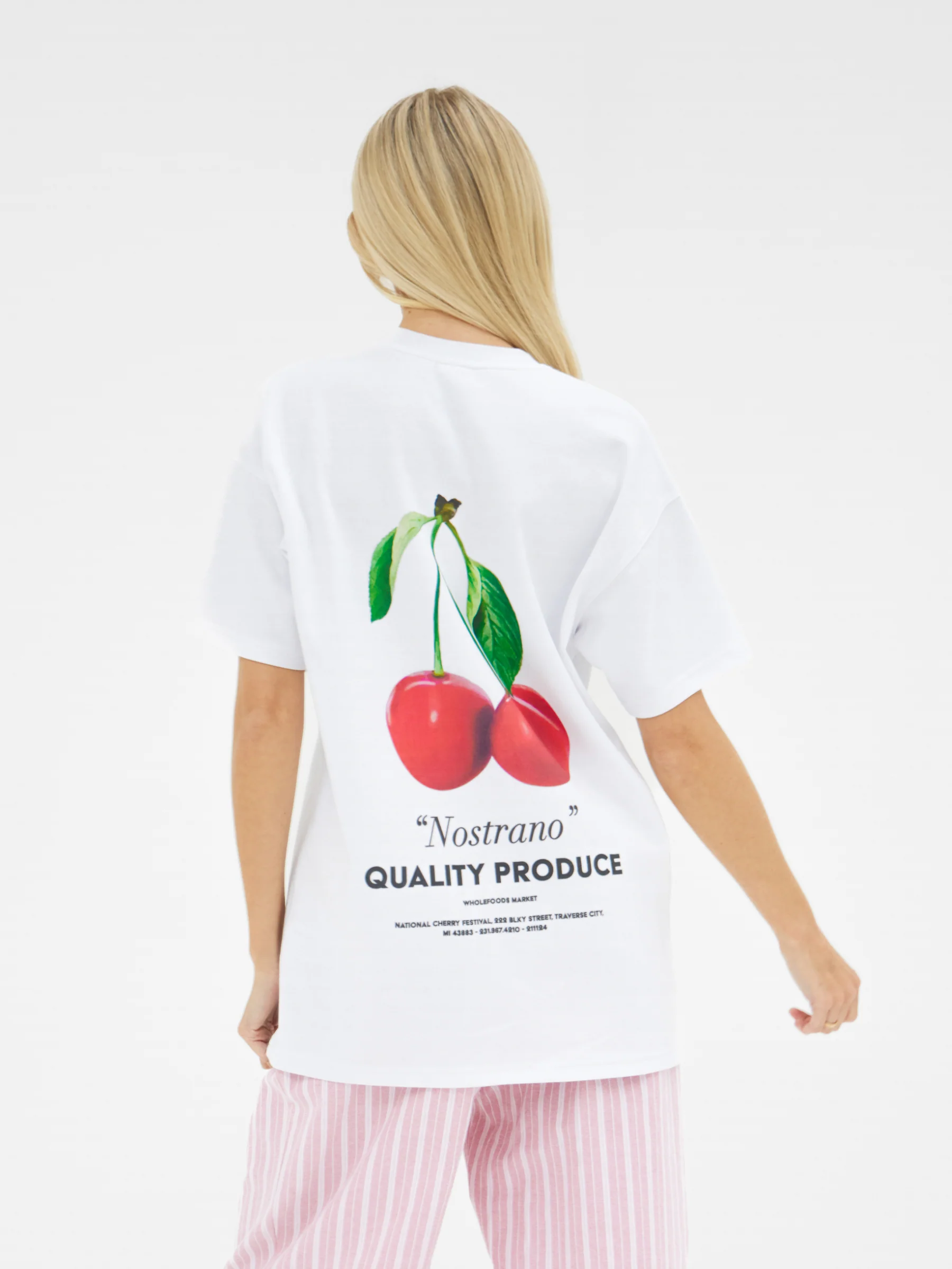 Callie Cherry Oversized T-Shirt - White - Image 8