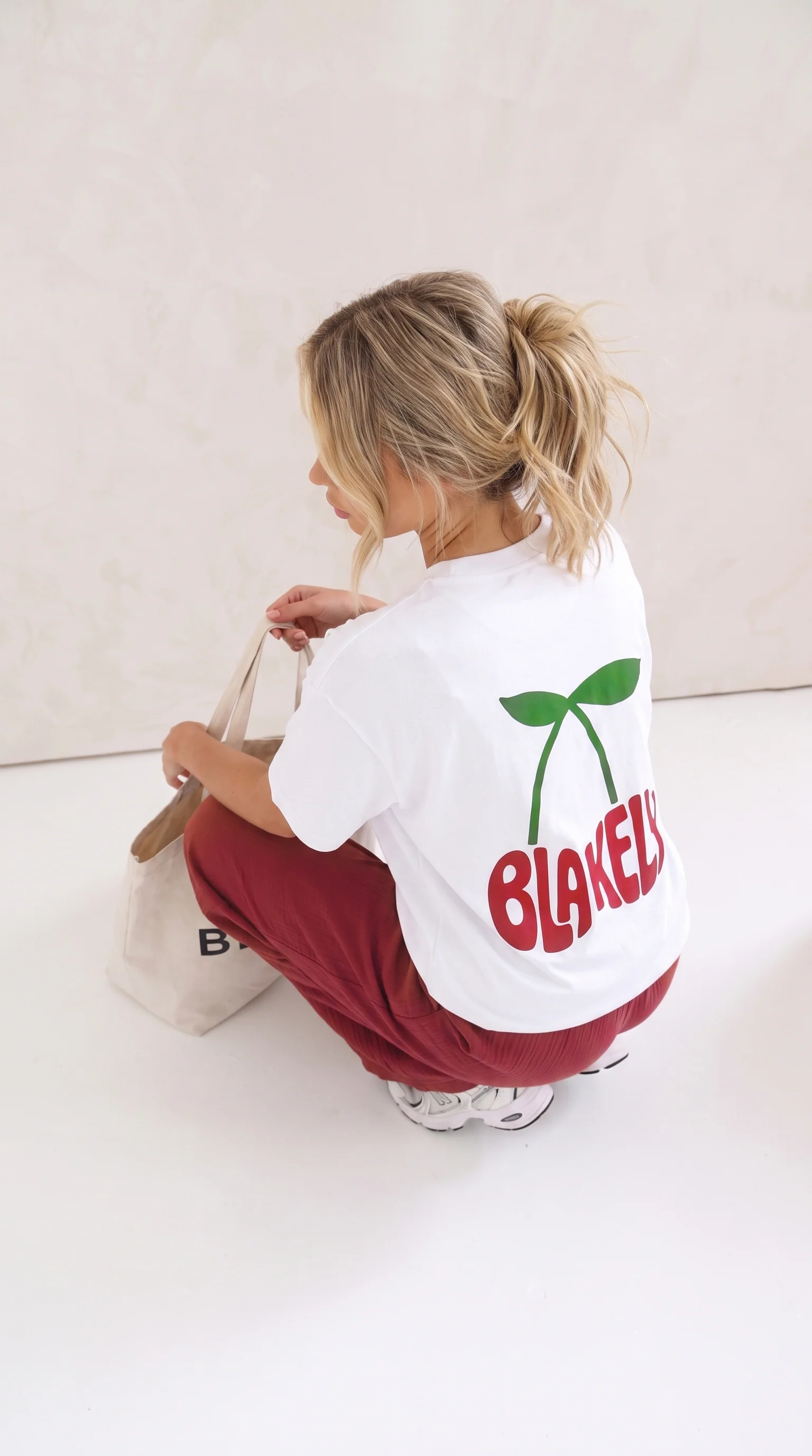 Cherry Bubble Print Oversized T-Shirt - White - Image 6