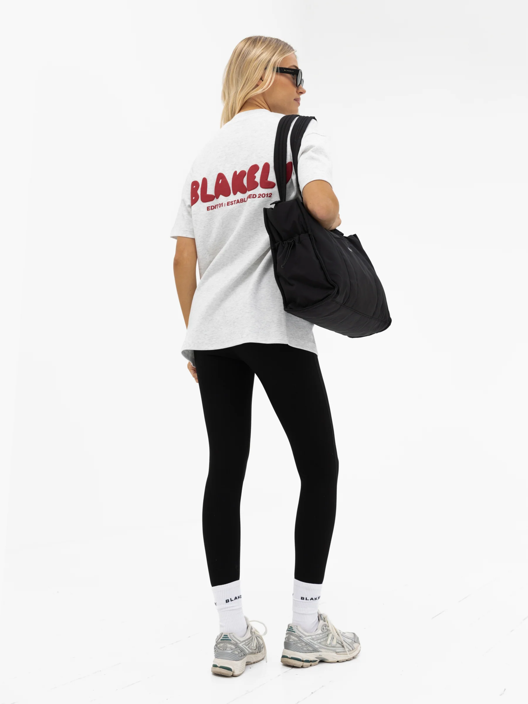 Cloud Print Oversized T-Shirt - Marl White & Cherry Red - Image 6