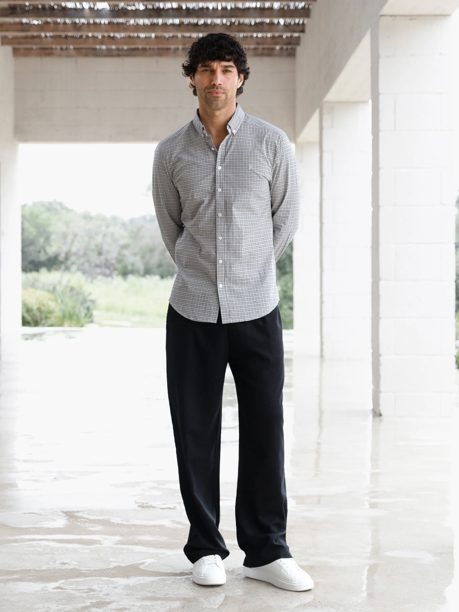 Conrad Long Sleeve Checked Shirt - Brown - Image 4