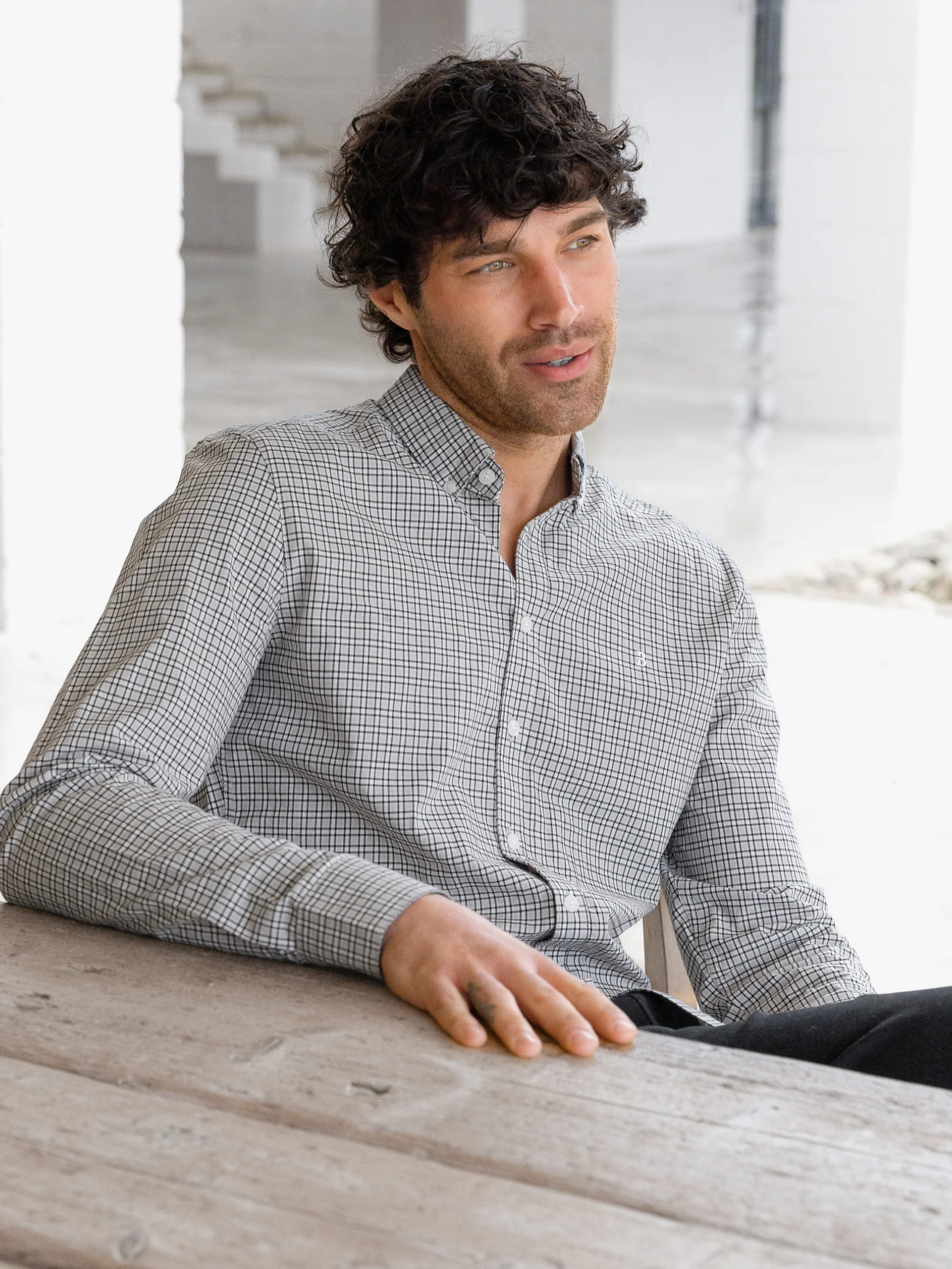 Conrad Long Sleeve Checked Shirt - Brown - Image 5