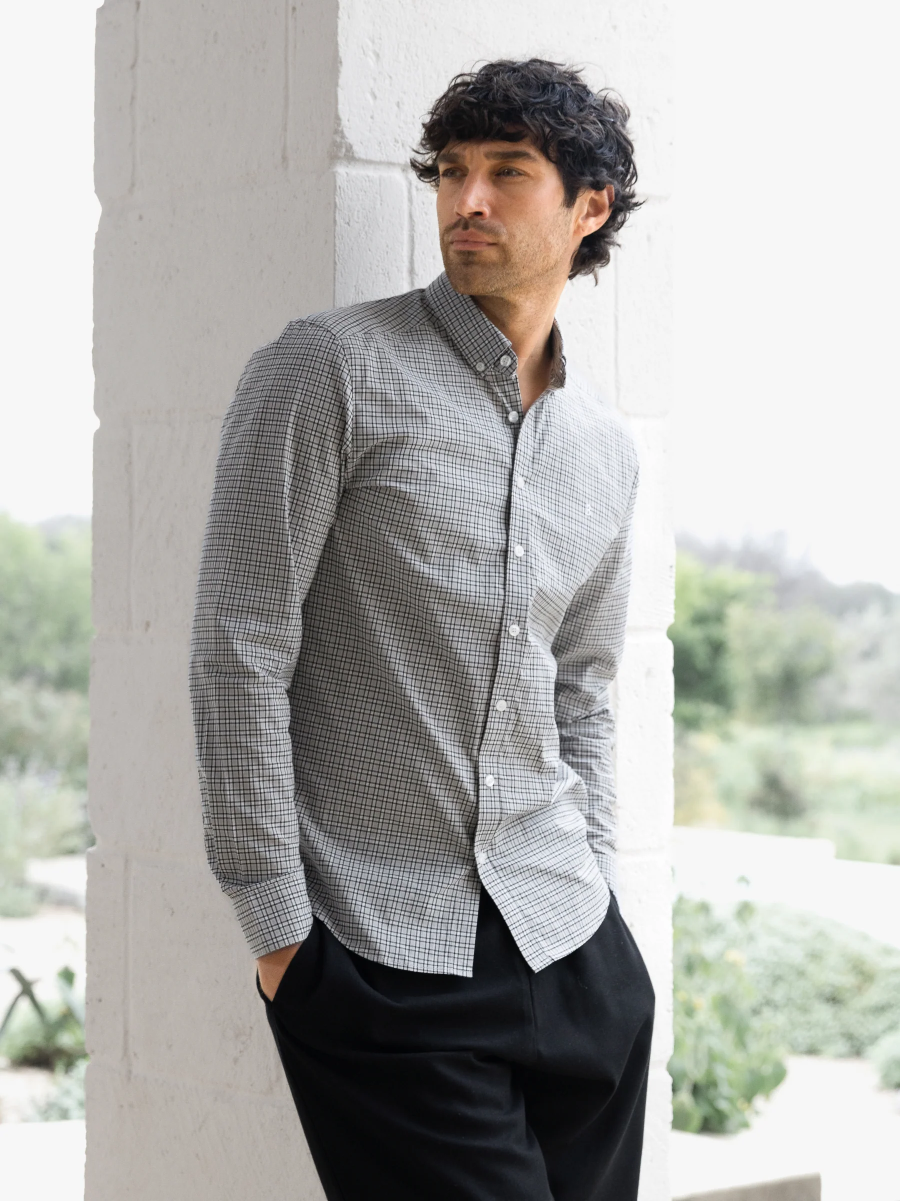 Conrad Long Sleeve Checked Shirt - Brown - Image 6