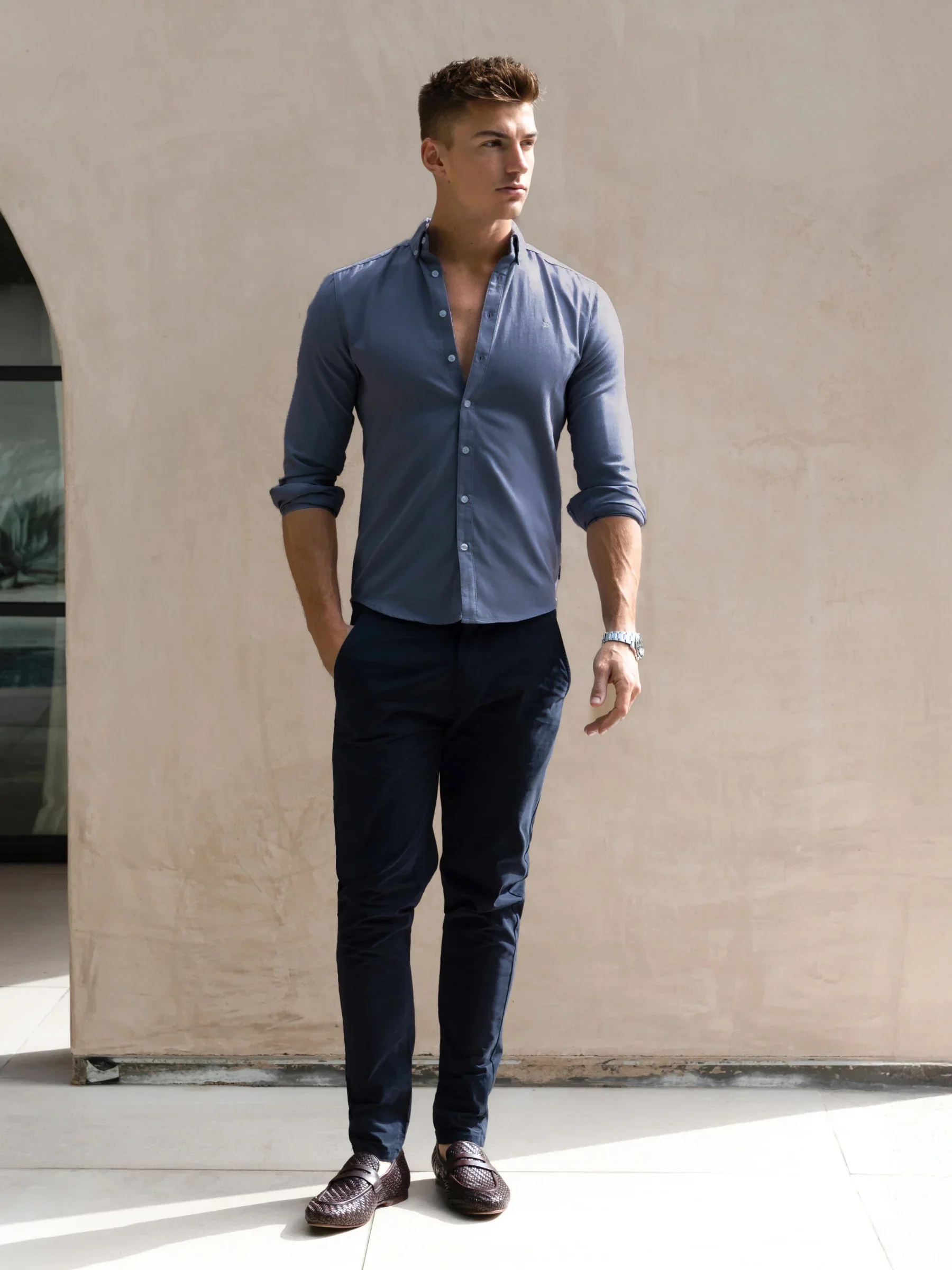 Conrad Long Sleeve Shirt - Steel Blue - Image 4