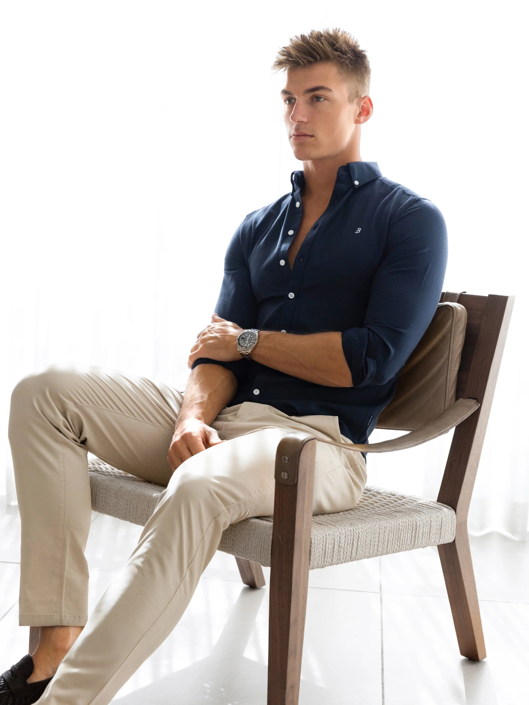 Conrad Long Sleeve Shirt - True Navy - Image 4