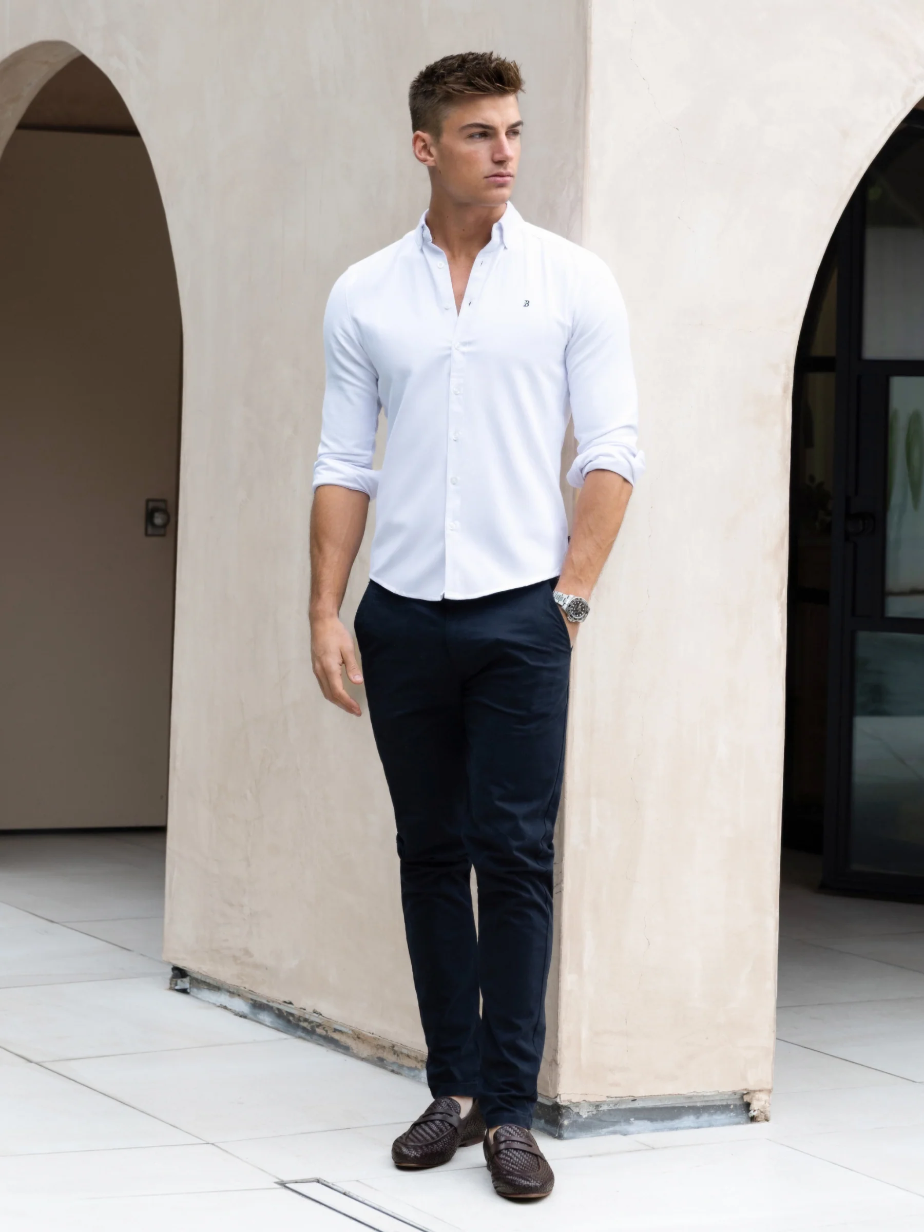 Conrad Long Sleeve Shirt - White - Image 5