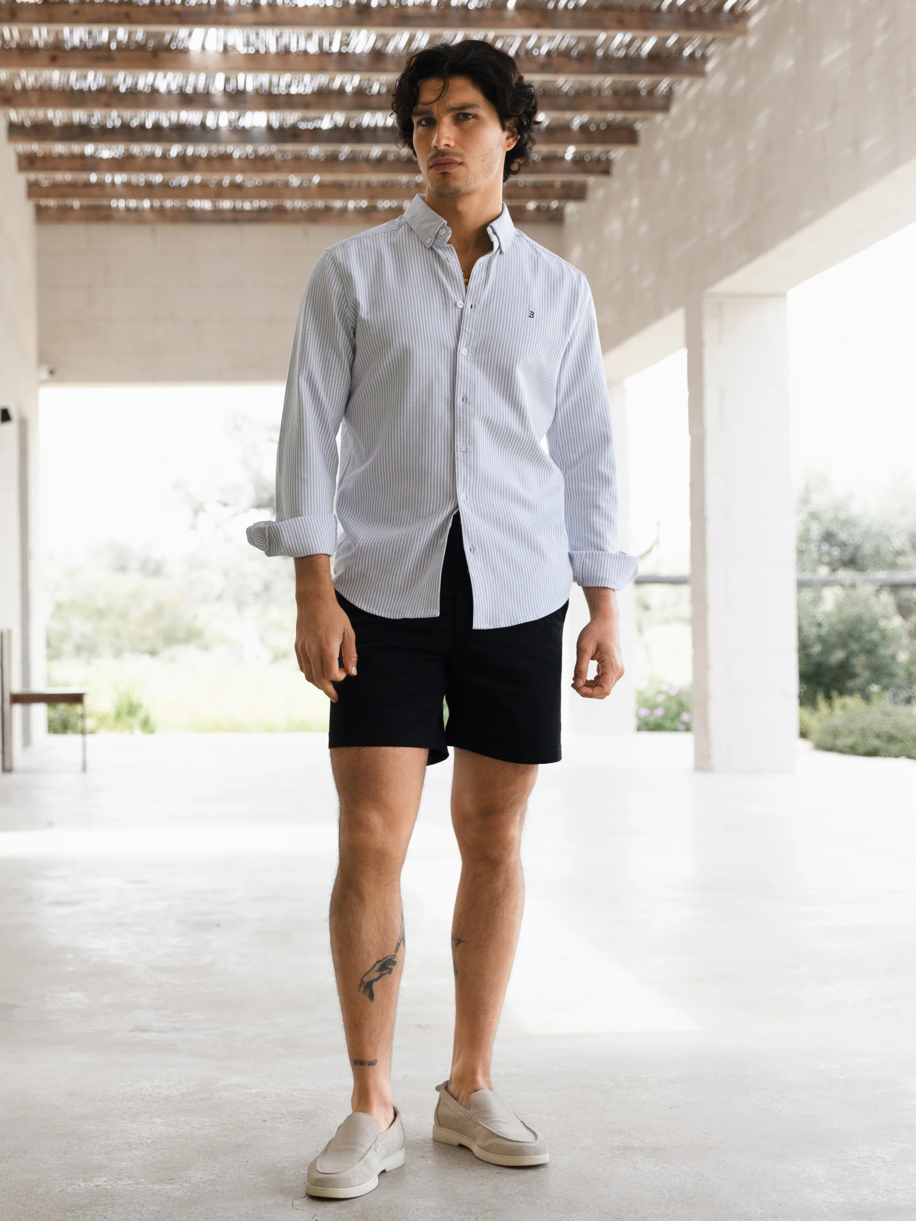 Conrad Long Sleeve Stripe Shirt - Grey - Image 3
