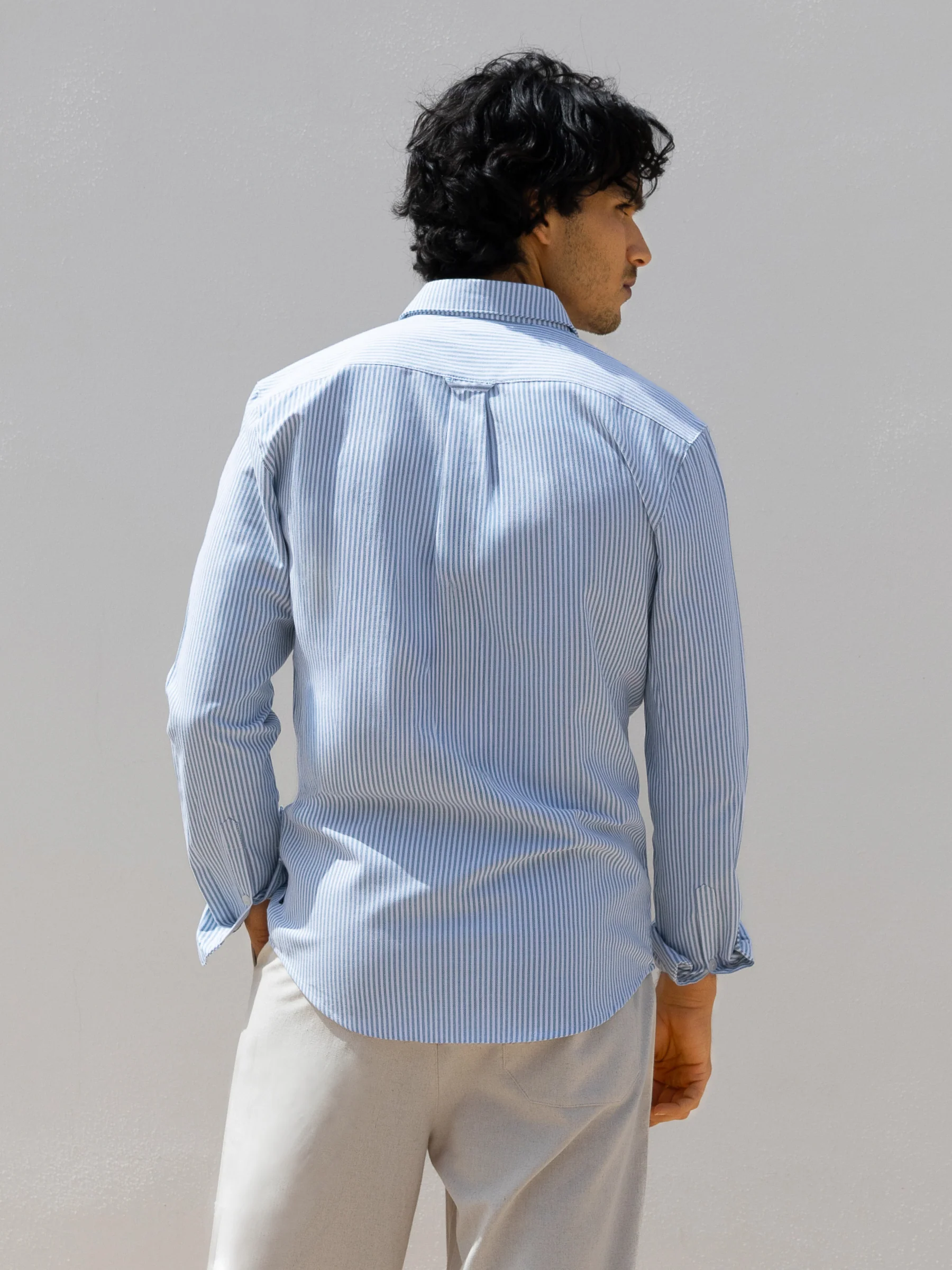Conrad Long Sleeve Stripe Shirt - Navy - Image 6