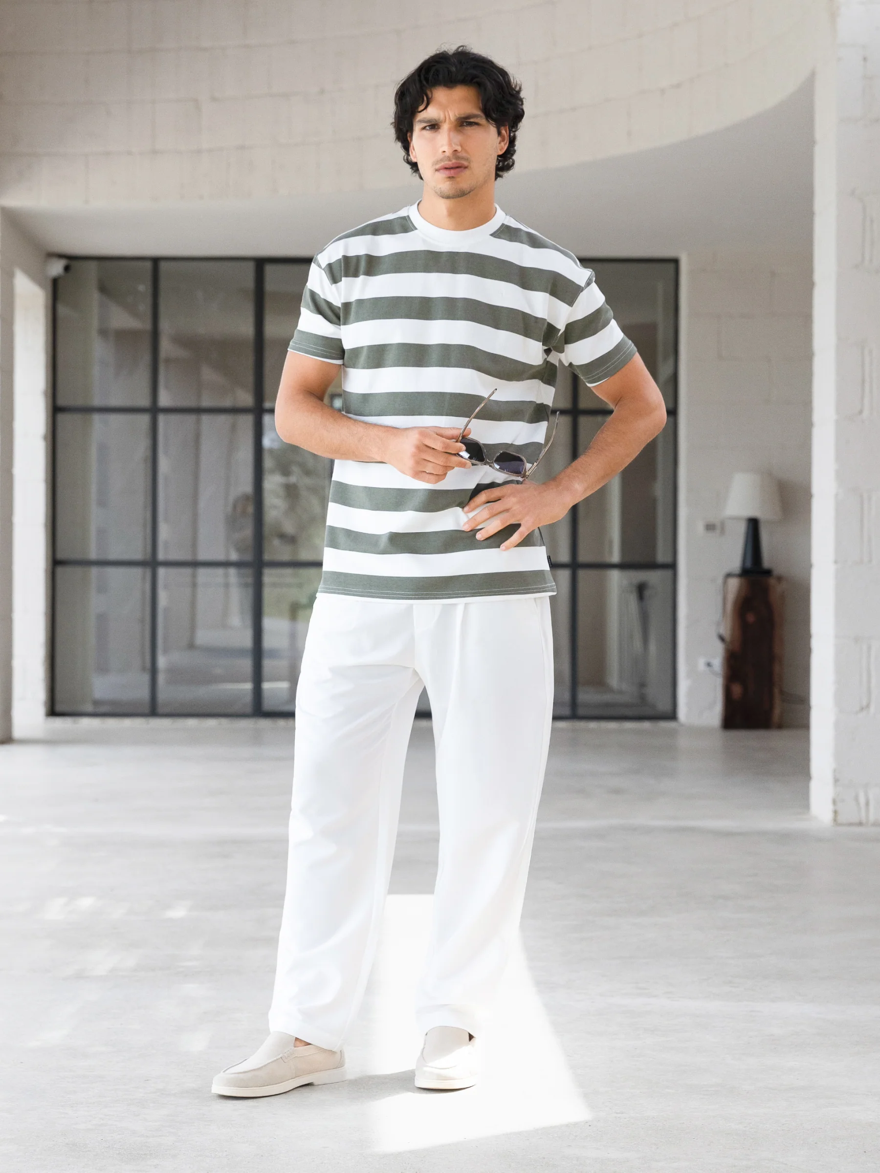 Conrad Relaxed Stripe T-Shirt - Safari Green - Image 4