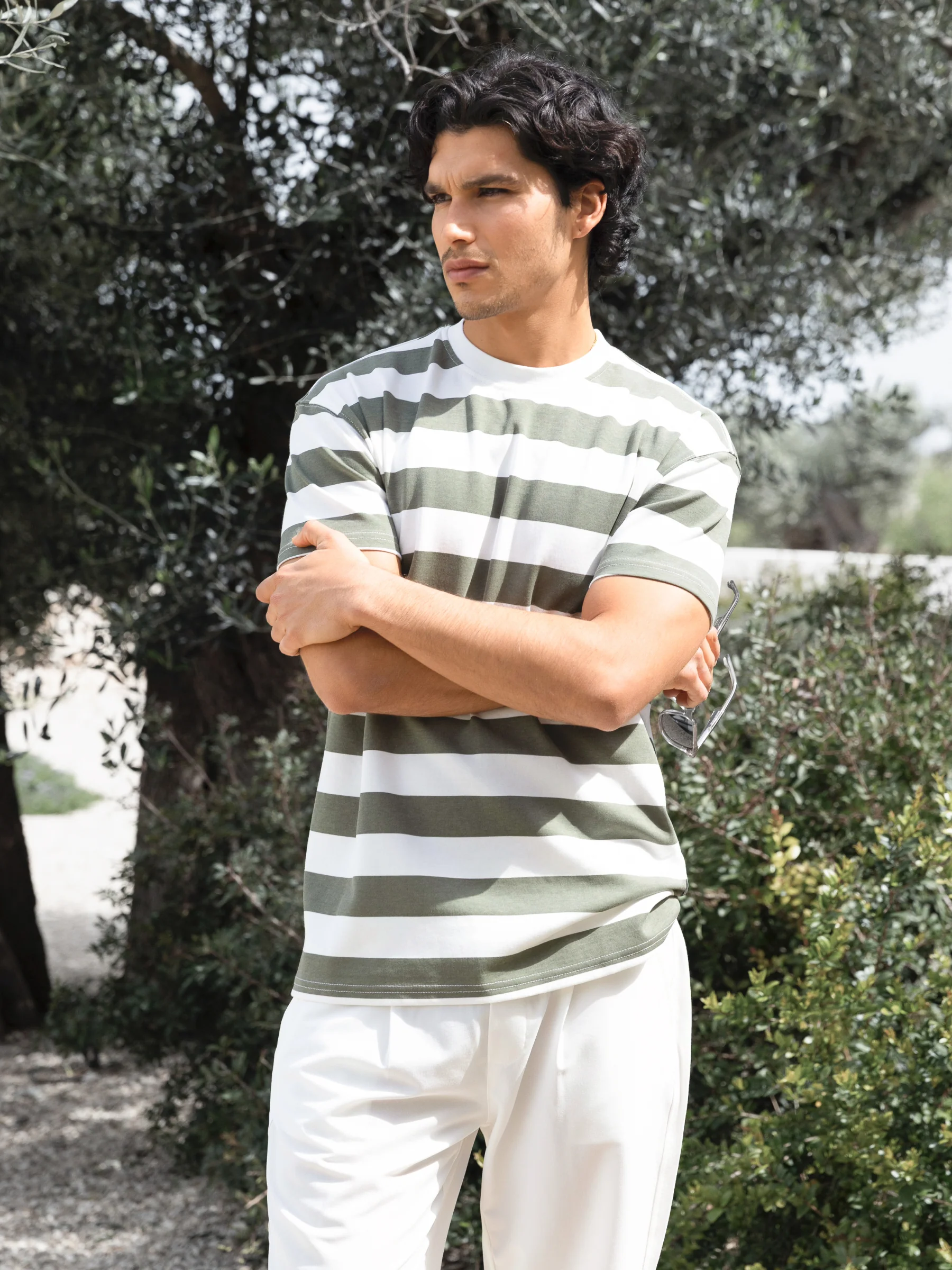 Conrad Relaxed Stripe T-Shirt - Safari Green - Image 5