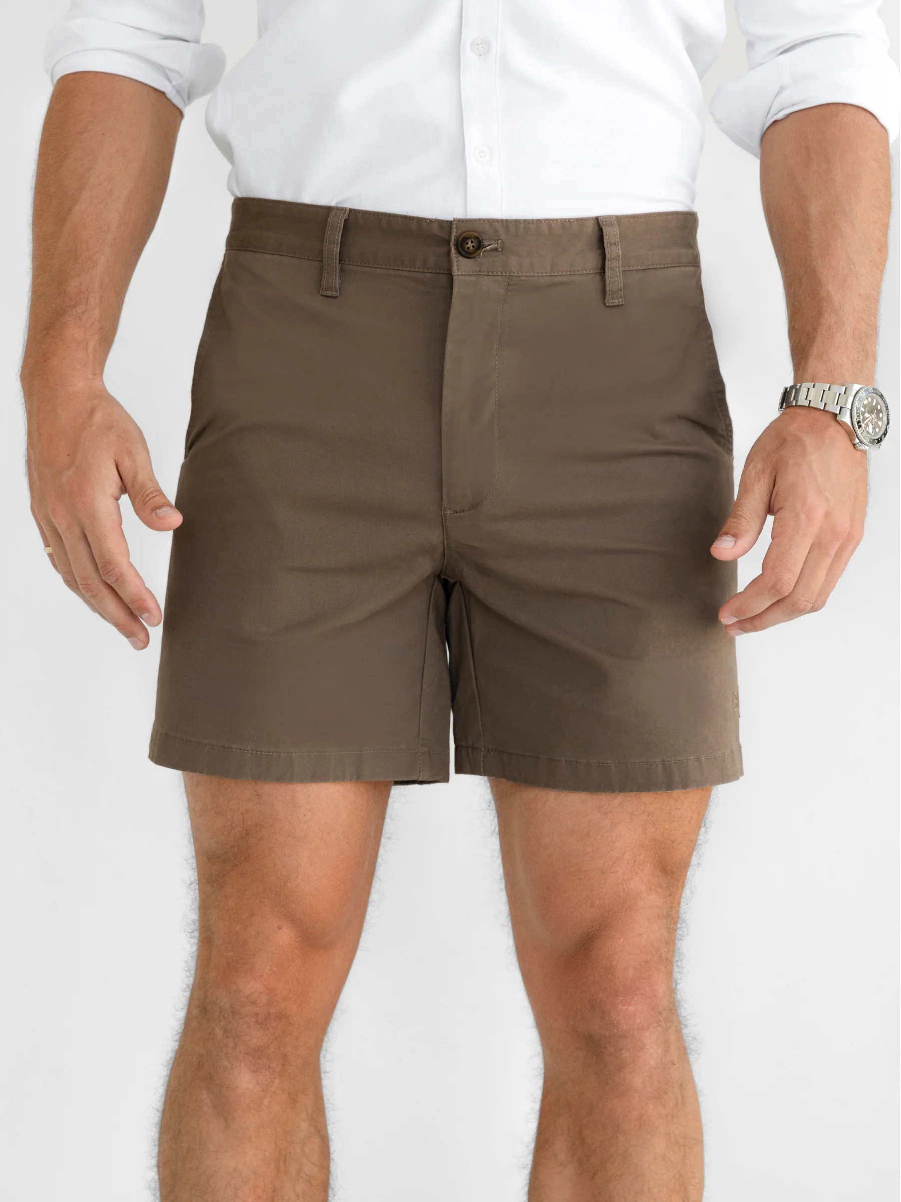 Conrad Stretch Chino Shorts - Brown - Image 5