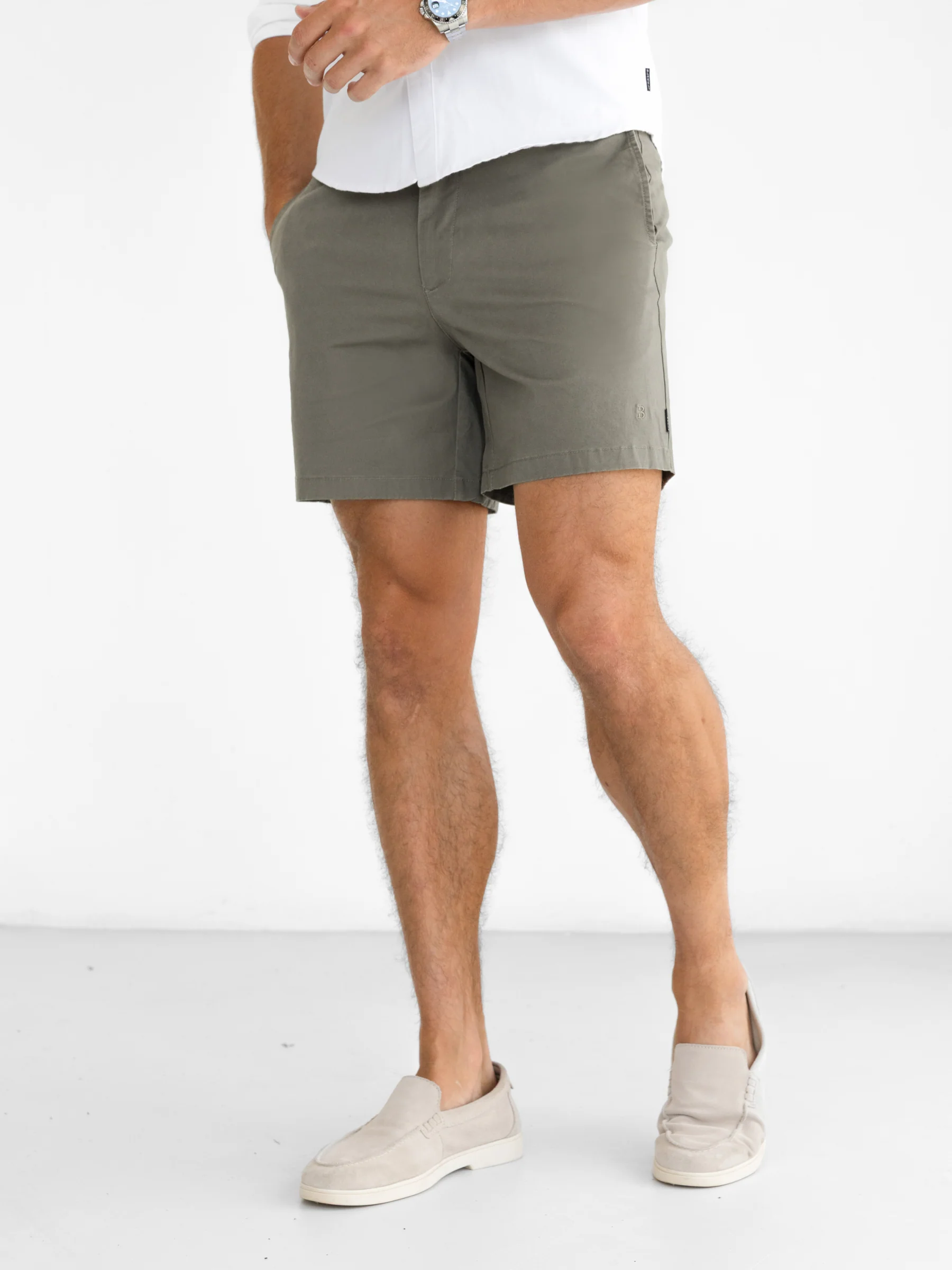 Conrad Stretch Chino Shorts - Safari Green