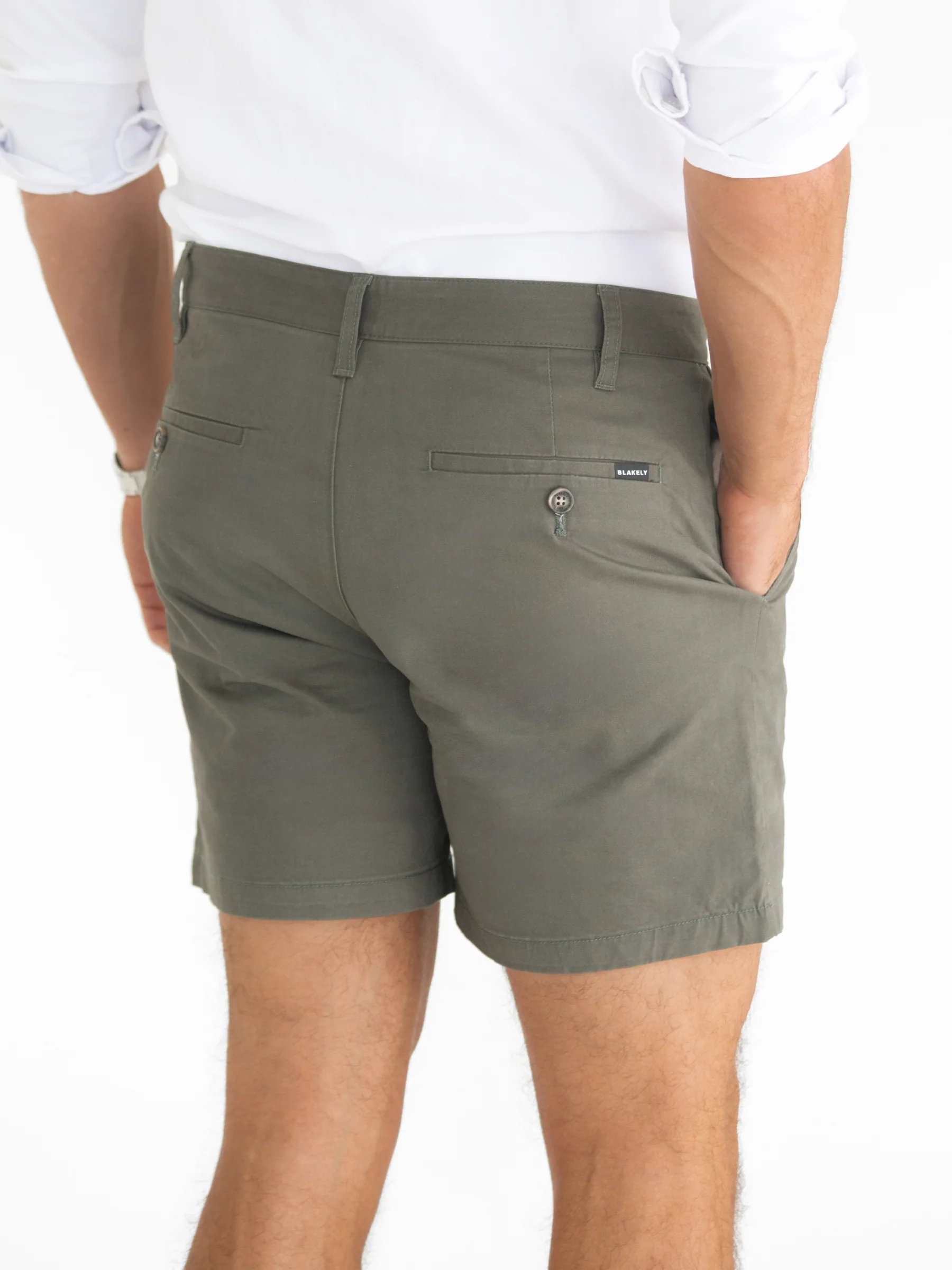 Conrad Stretch Chino Shorts - Safari Green - Image 4