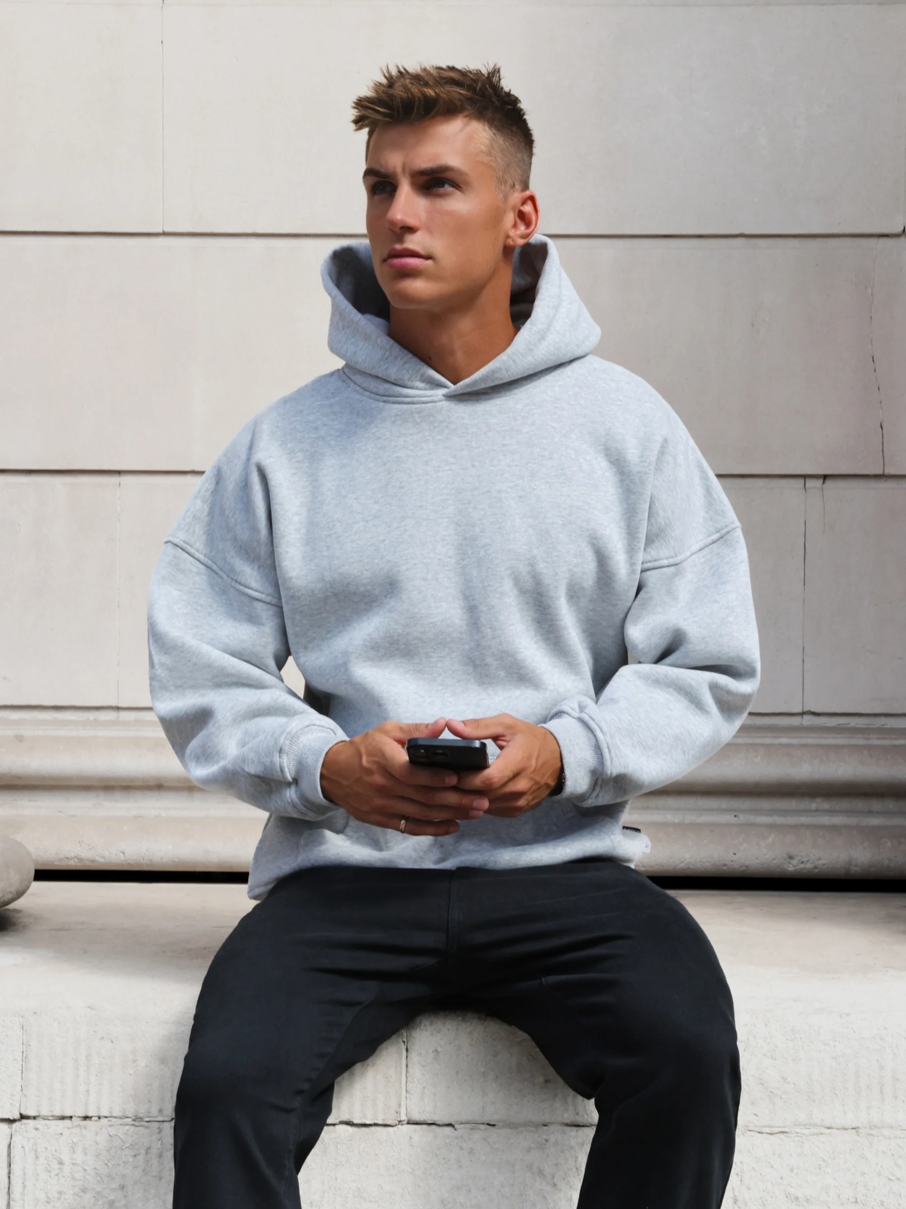 Declan Relaxed Hoodie - Marl Grey - Image 2