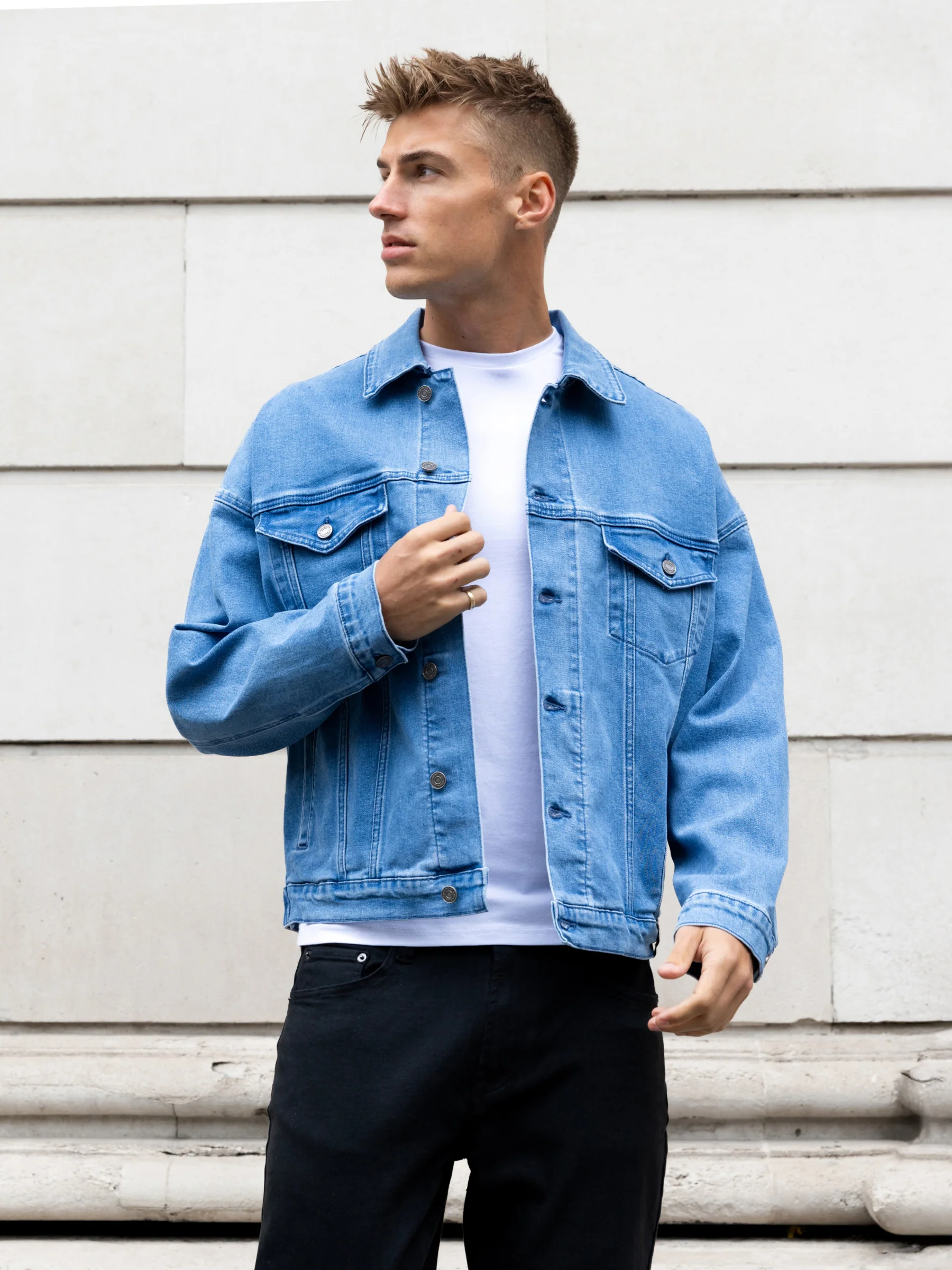 Blakely Denim Trucker Jacket - Blue - Image 6
