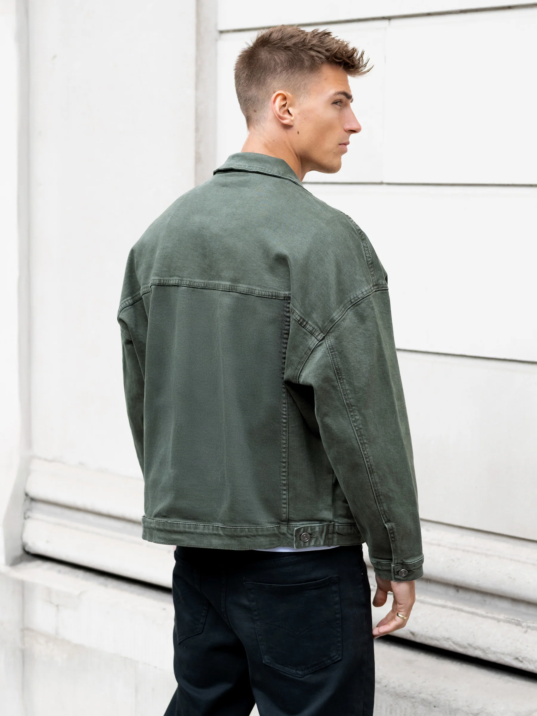 Blakely Denim Trucker Jacket - Olive Green - Image 2