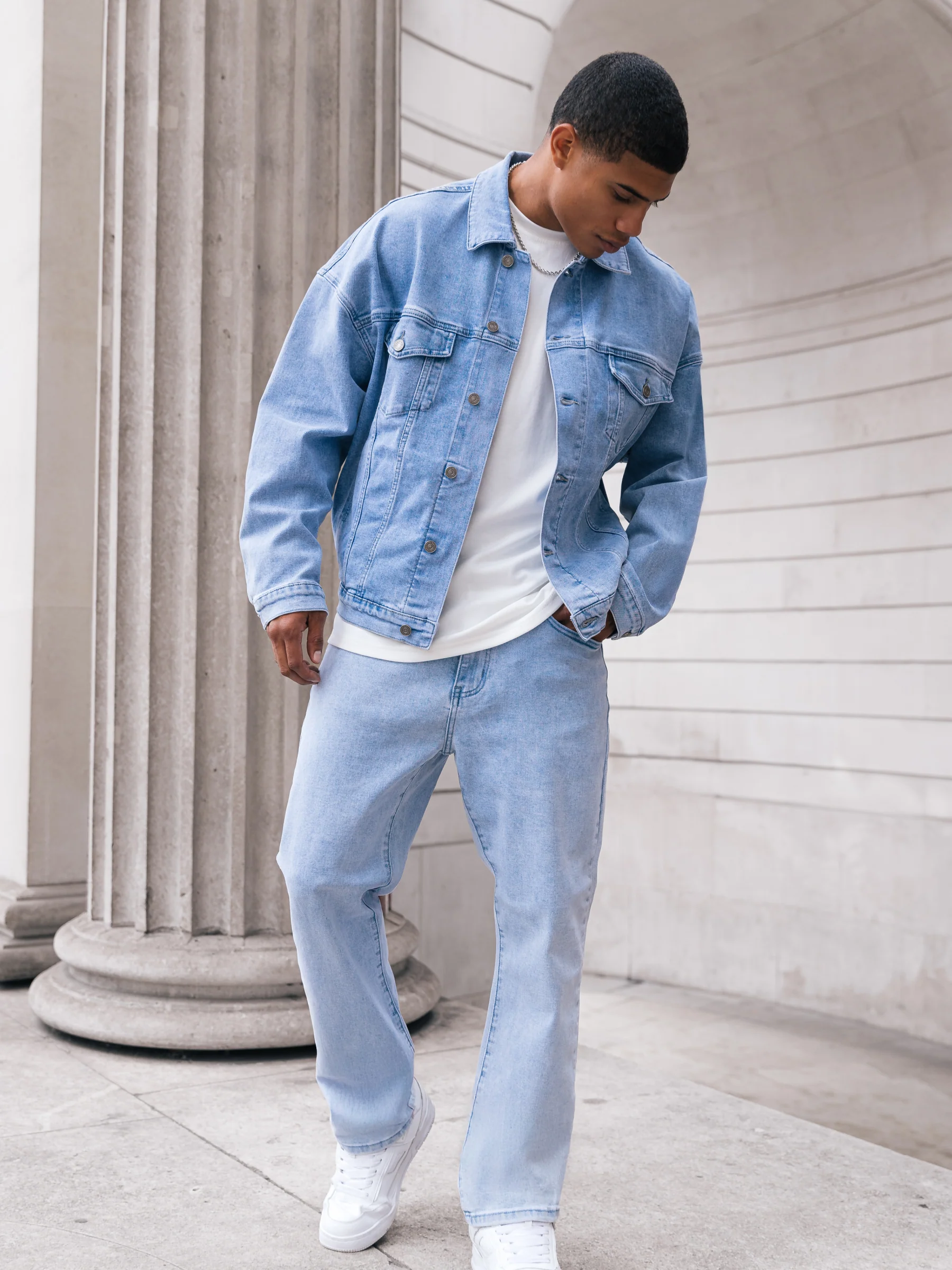 Blakely Denim Trucker Jacket - Washed Blue - Image 3