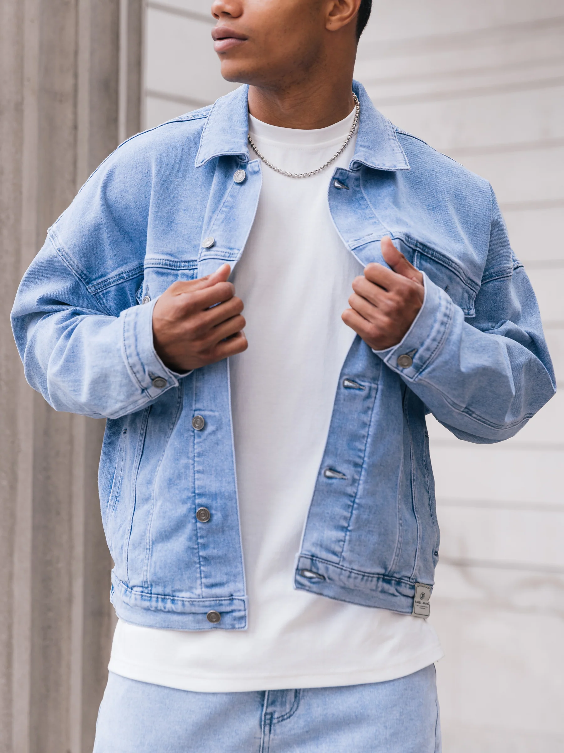 Blakely Denim Trucker Jacket - Washed Blue - Image 4