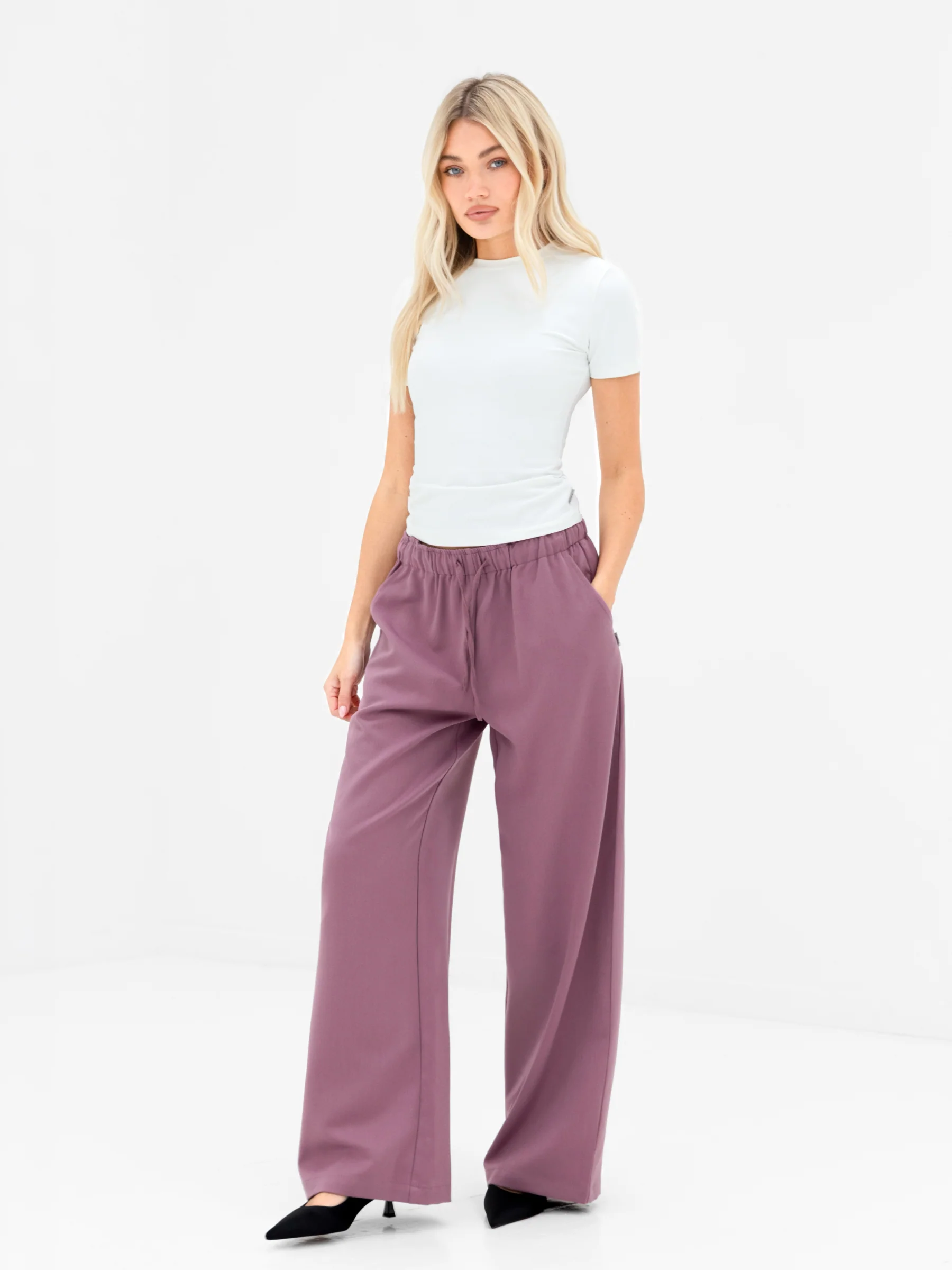 Eden Elasticated Trousers - Dusty Rose - Image 3