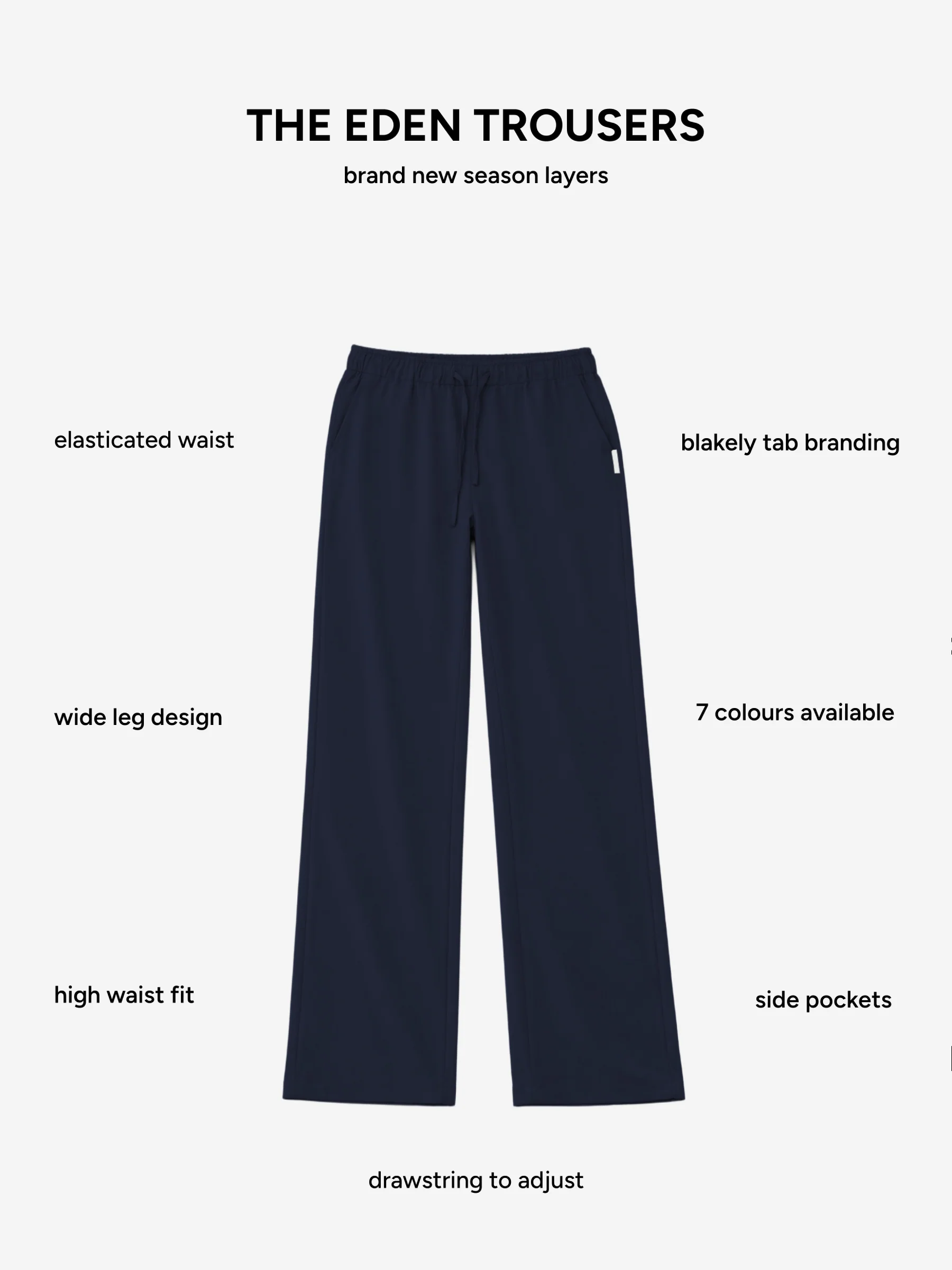 Eden Elasticated Trousers - Soft Navy - Image 5