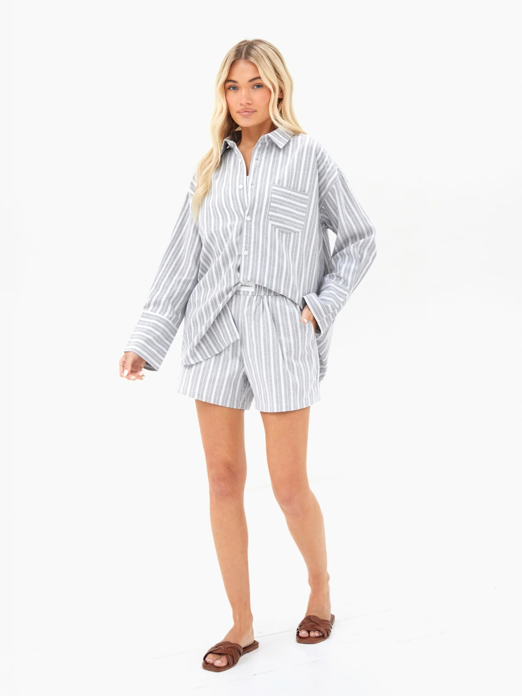 Elena Stripe Shirt - Grey - Image 5