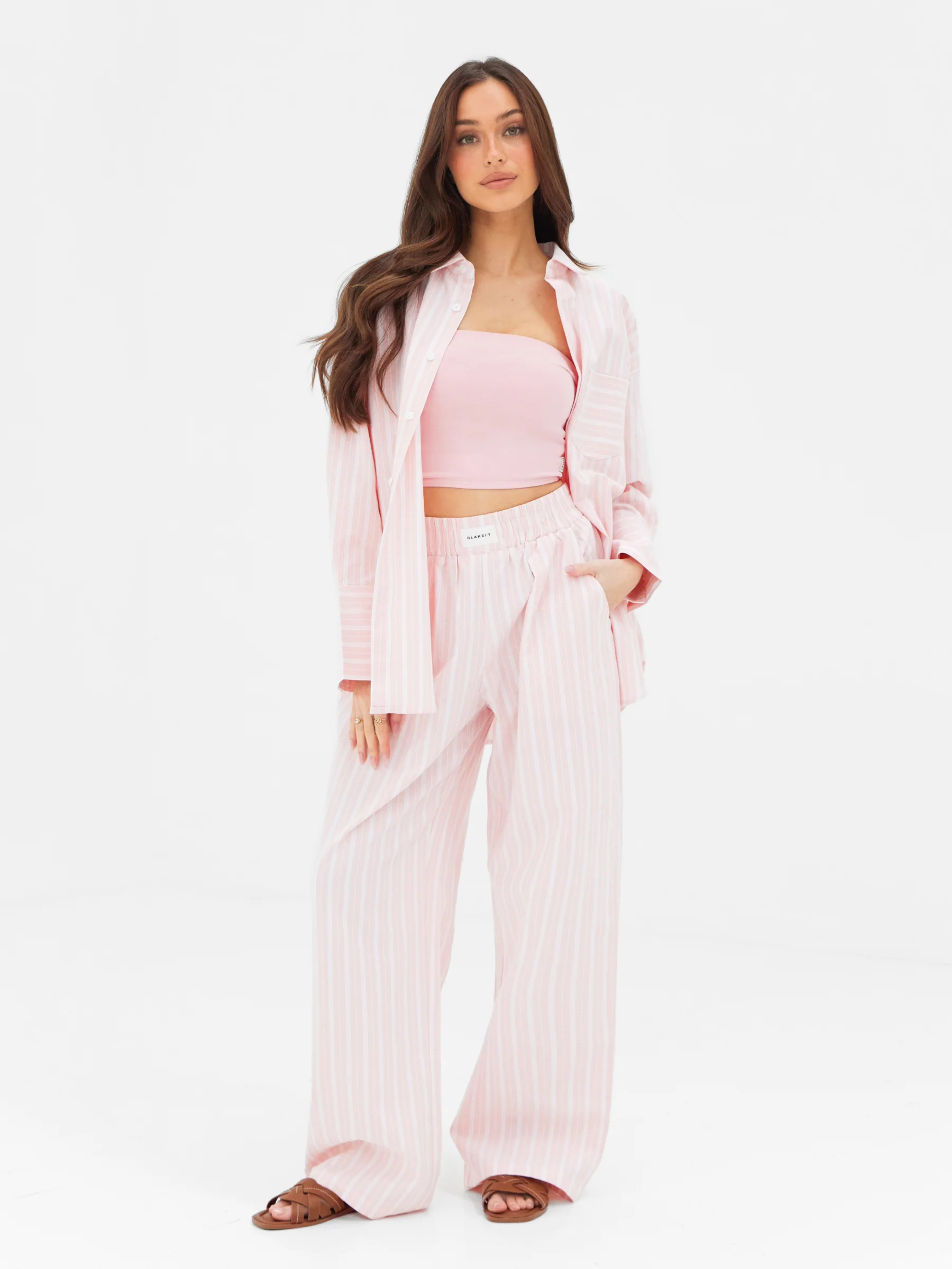 Elena Stripe Shirt - Light Pink - Image 3