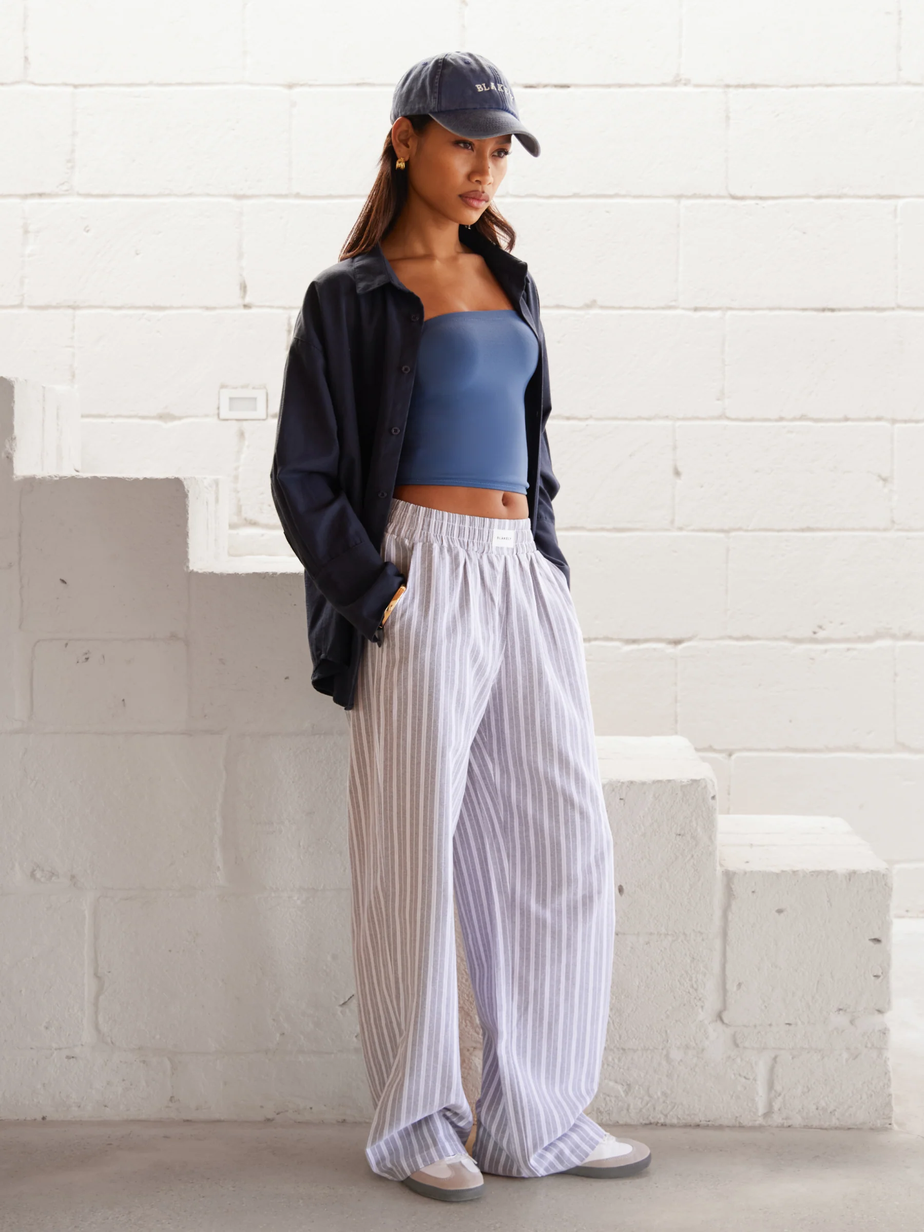 Elena Stripe Trousers - Blue - Image 5