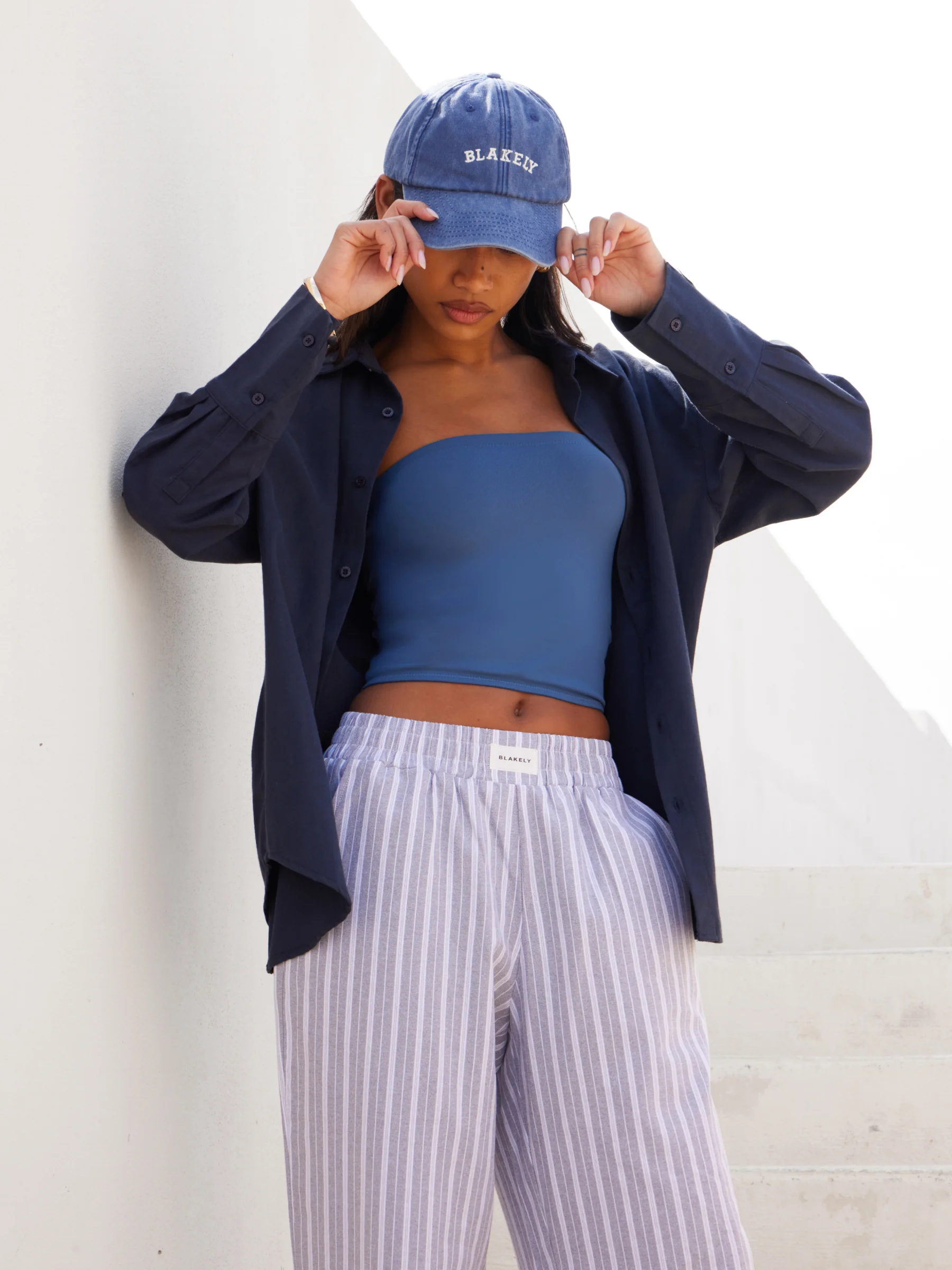 Elena Stripe Trousers - Blue - Image 6