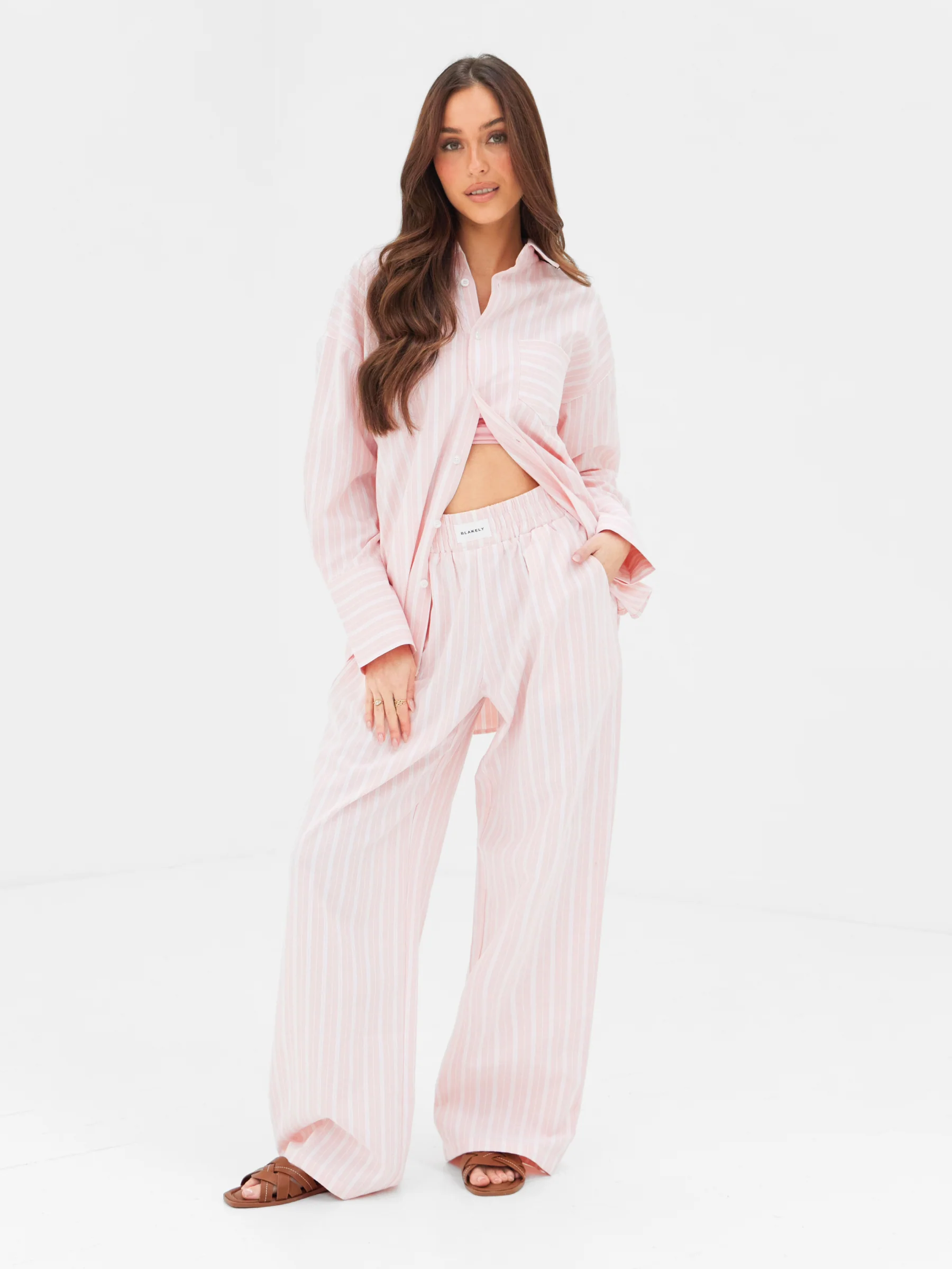 Elena Stripe Trousers - Light Pink - Image 3