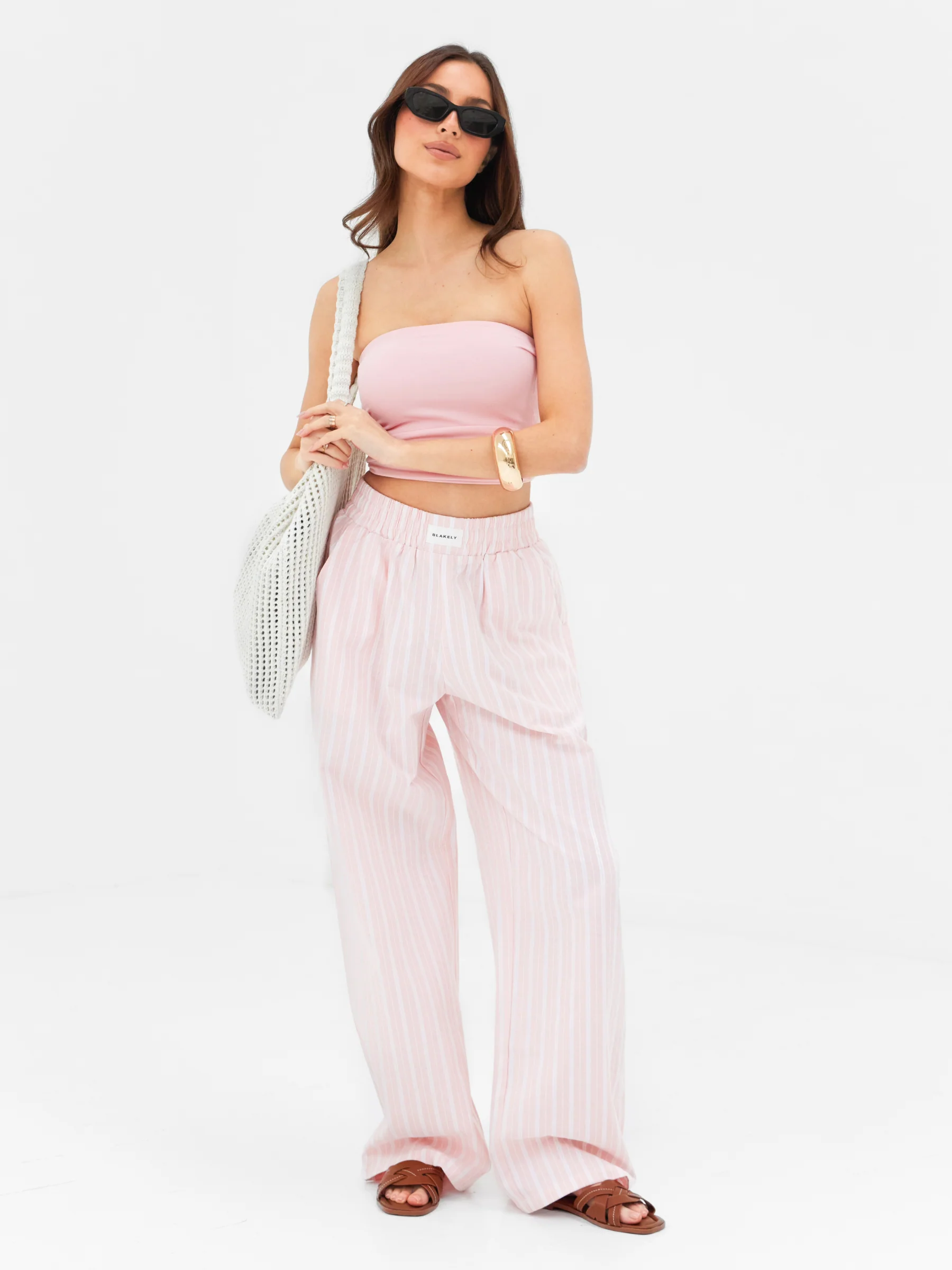 Elena Stripe Trousers - Light Pink - Image 5