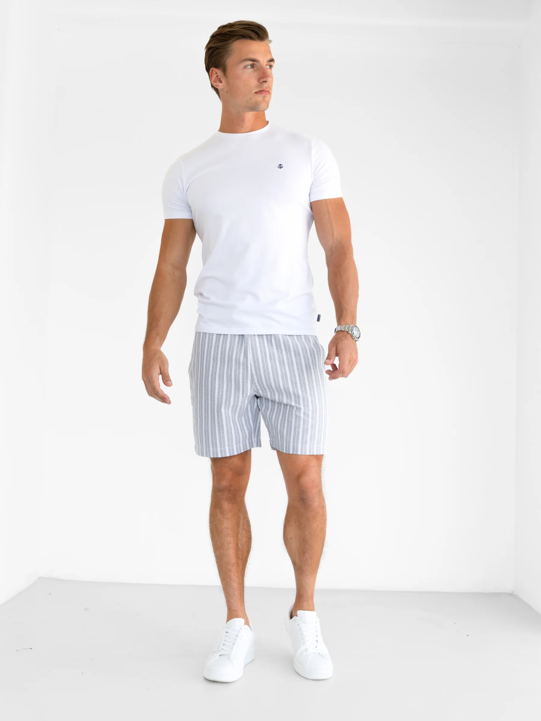 Ellis Relaxed Stripe Shorts - Blue - Image 4