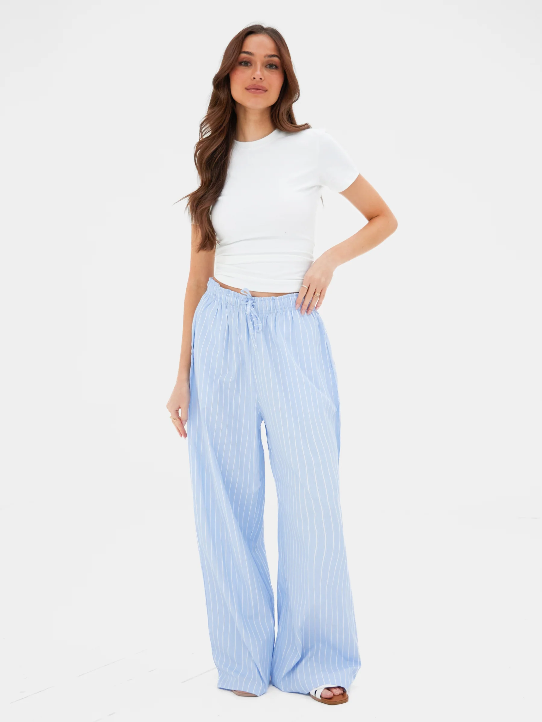 Elodie Stripe Trousers - Blue - Image 5