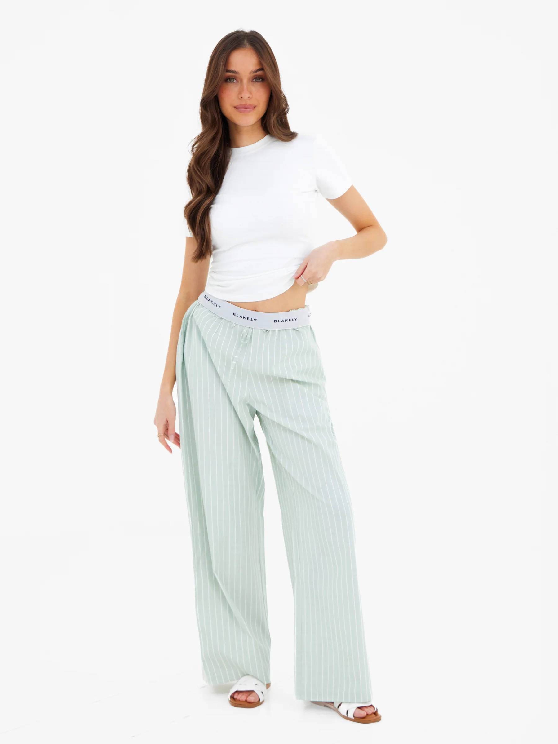 Elodie Stripe Trousers - Mint Green - Image 6