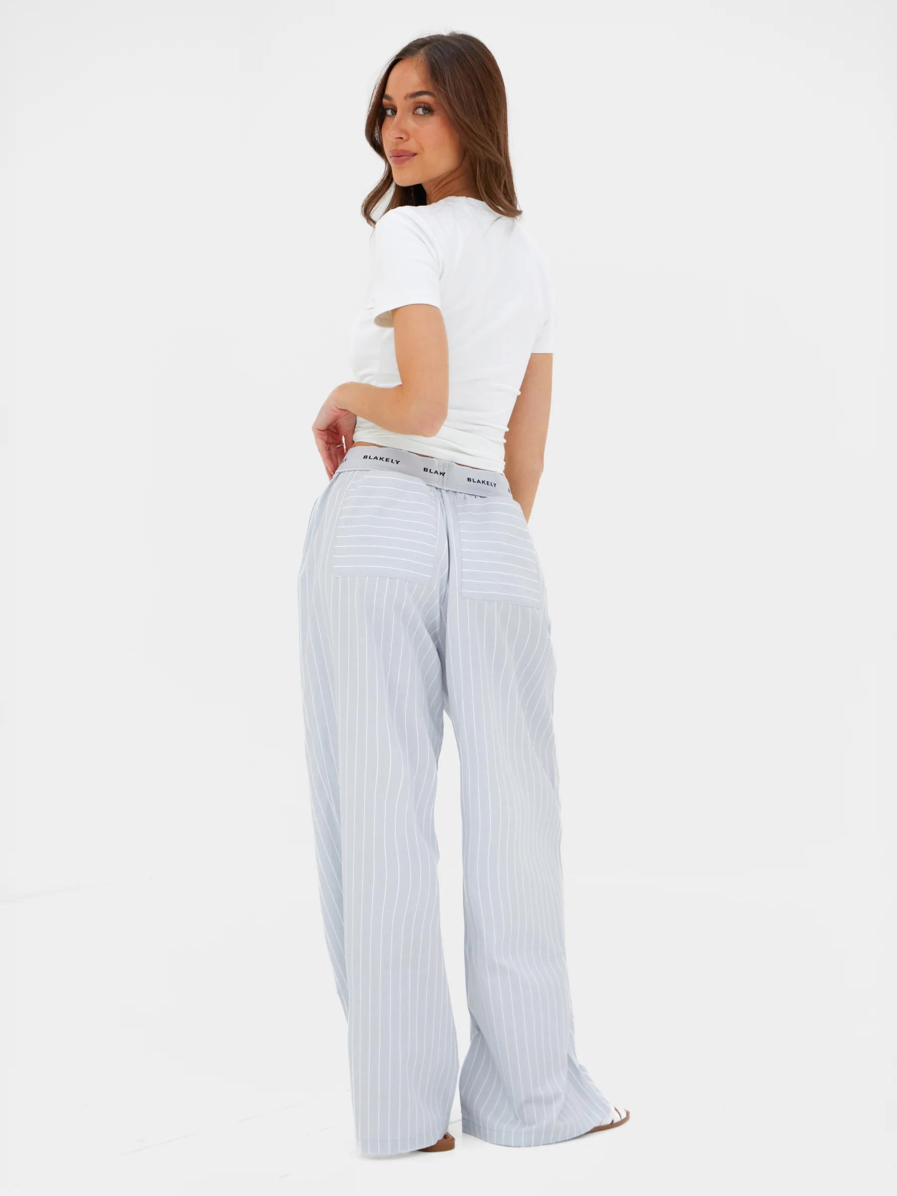 Elodie Stripe Trousers - Grey - Image 4
